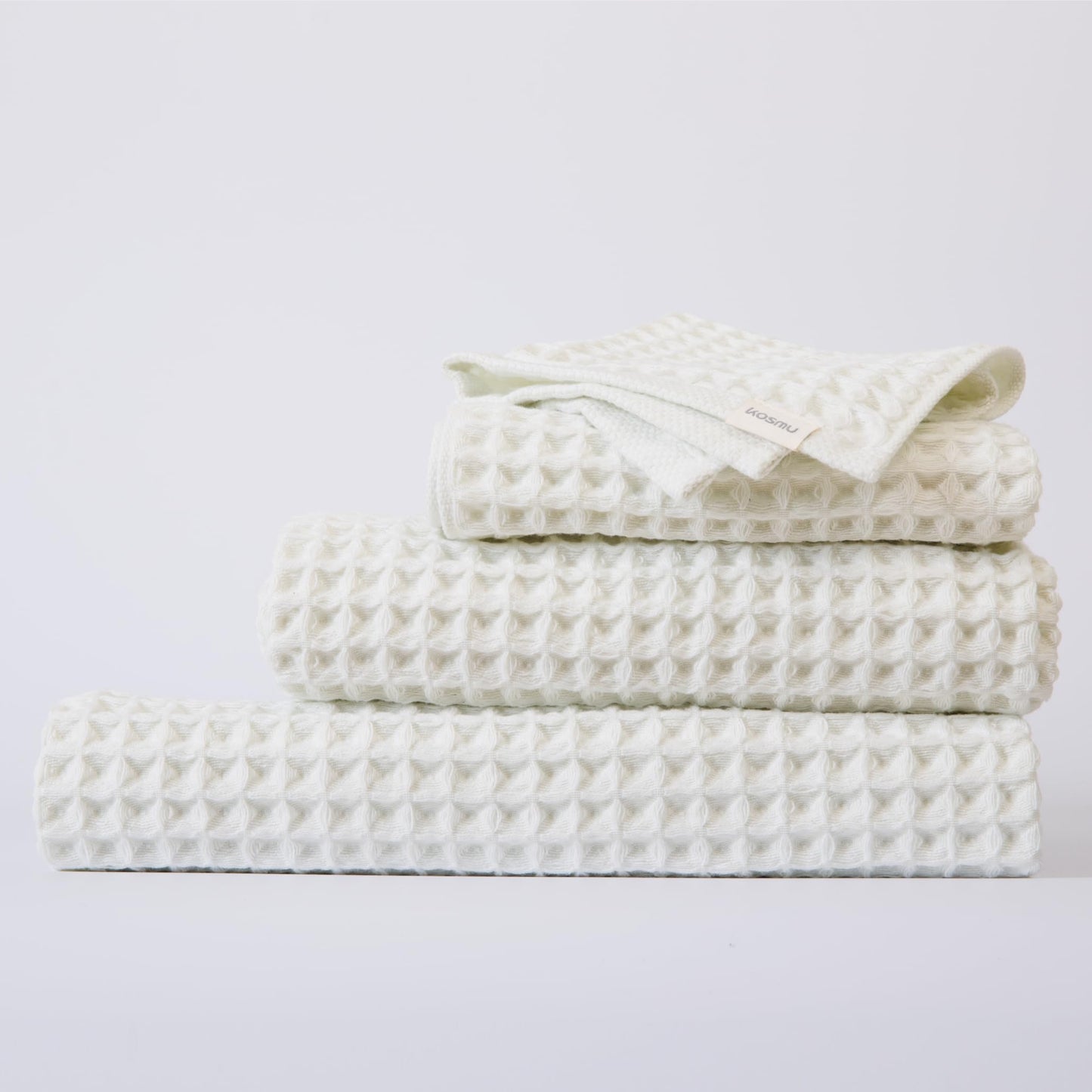 Luxury Japanese Cotton Waffle Bath Towel | Plush, Absorbent, and Quick Dry (Coral Orange, Hand Towel, 32" x 16")