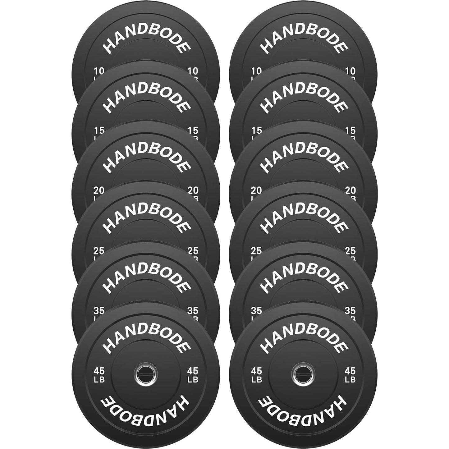 Colored Bumper Weight Plates Olympic Weight Plate Set 2-Inch, 10/15/20/25/35/45/55 lb Barbell Weight Plates Set for Home Gym, Rubber Strength Training Weights Plates for Weight Lifting