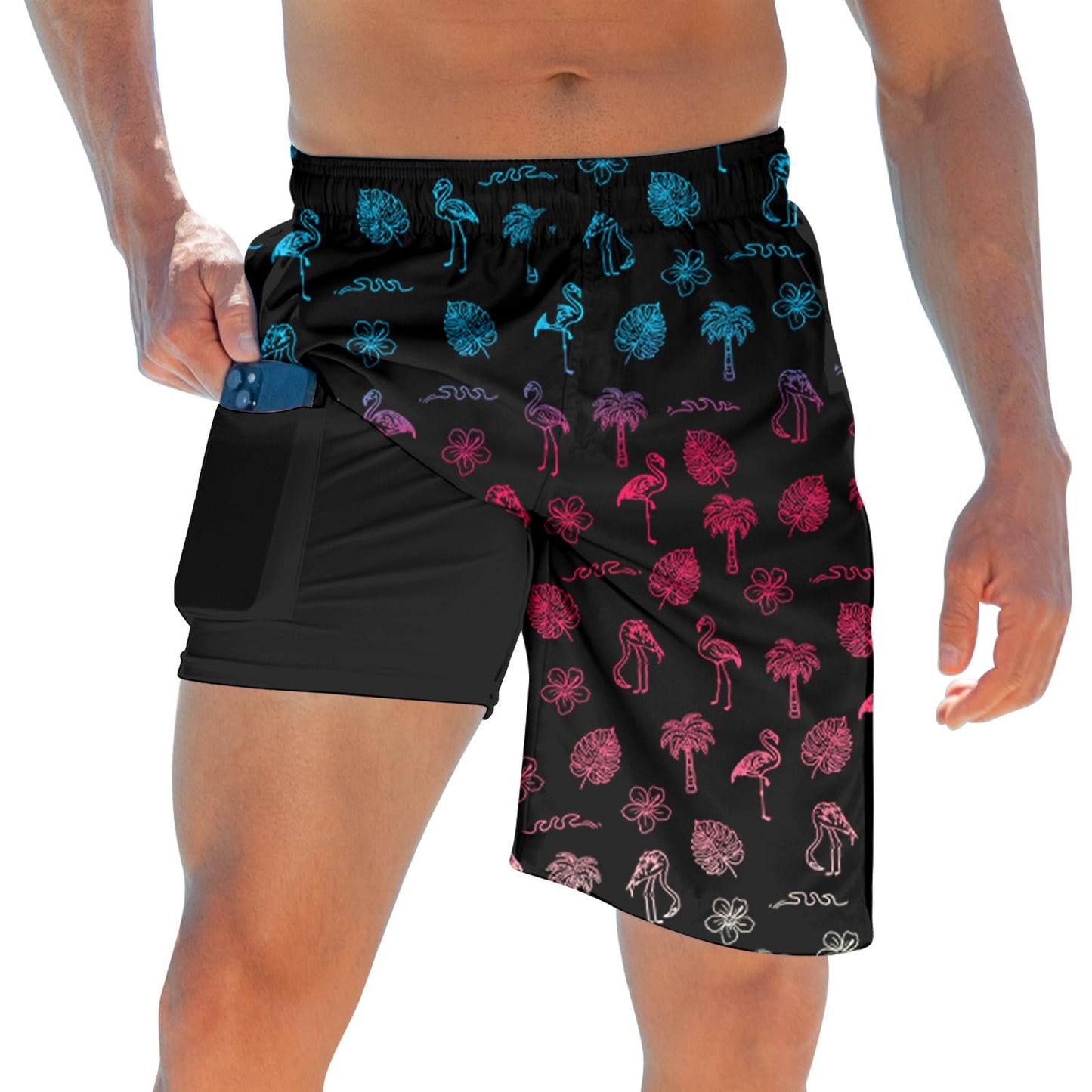 ALISISTER Mens Swim Trunks with Compression Liner Bathing Suit Summer Swimming Shorts