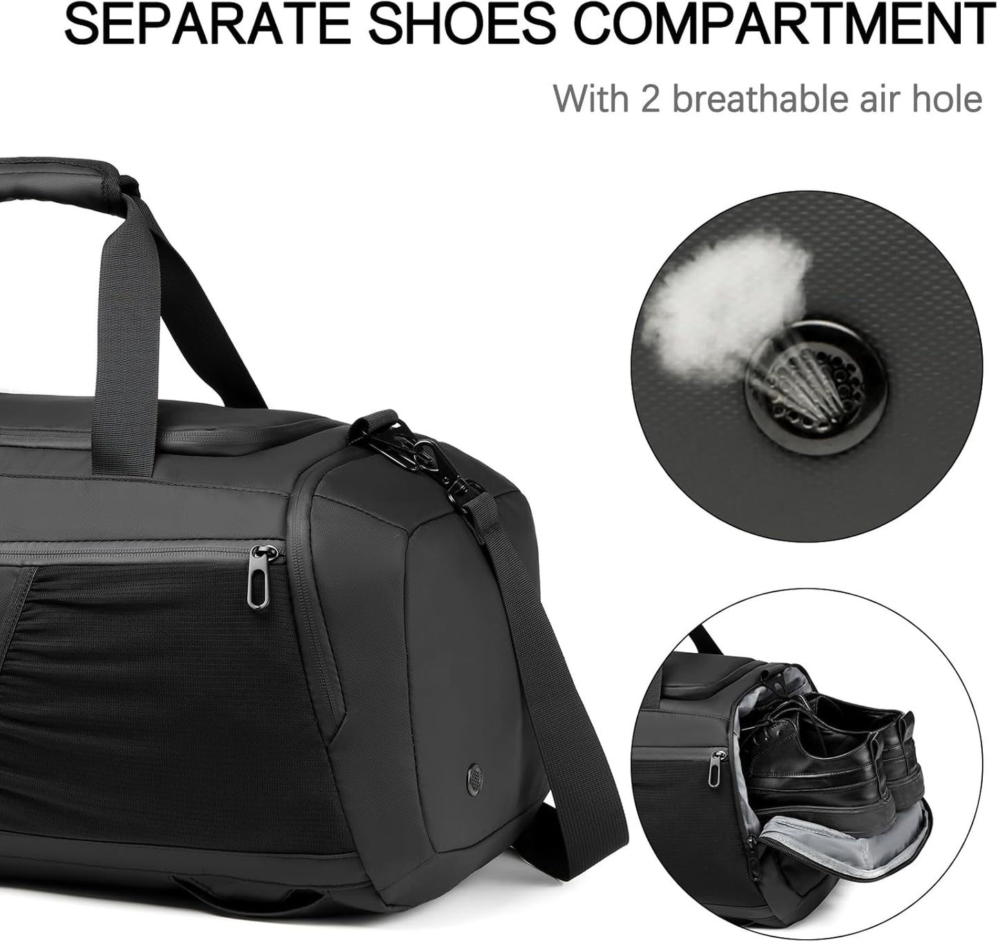 Gym bag for Men with Shoes Compartment - 40L Duffle Bag for Travel with Wet Pocket,3 in 1 Waterproof Sports Bags and Gym Backpack with Water Bottle Holder