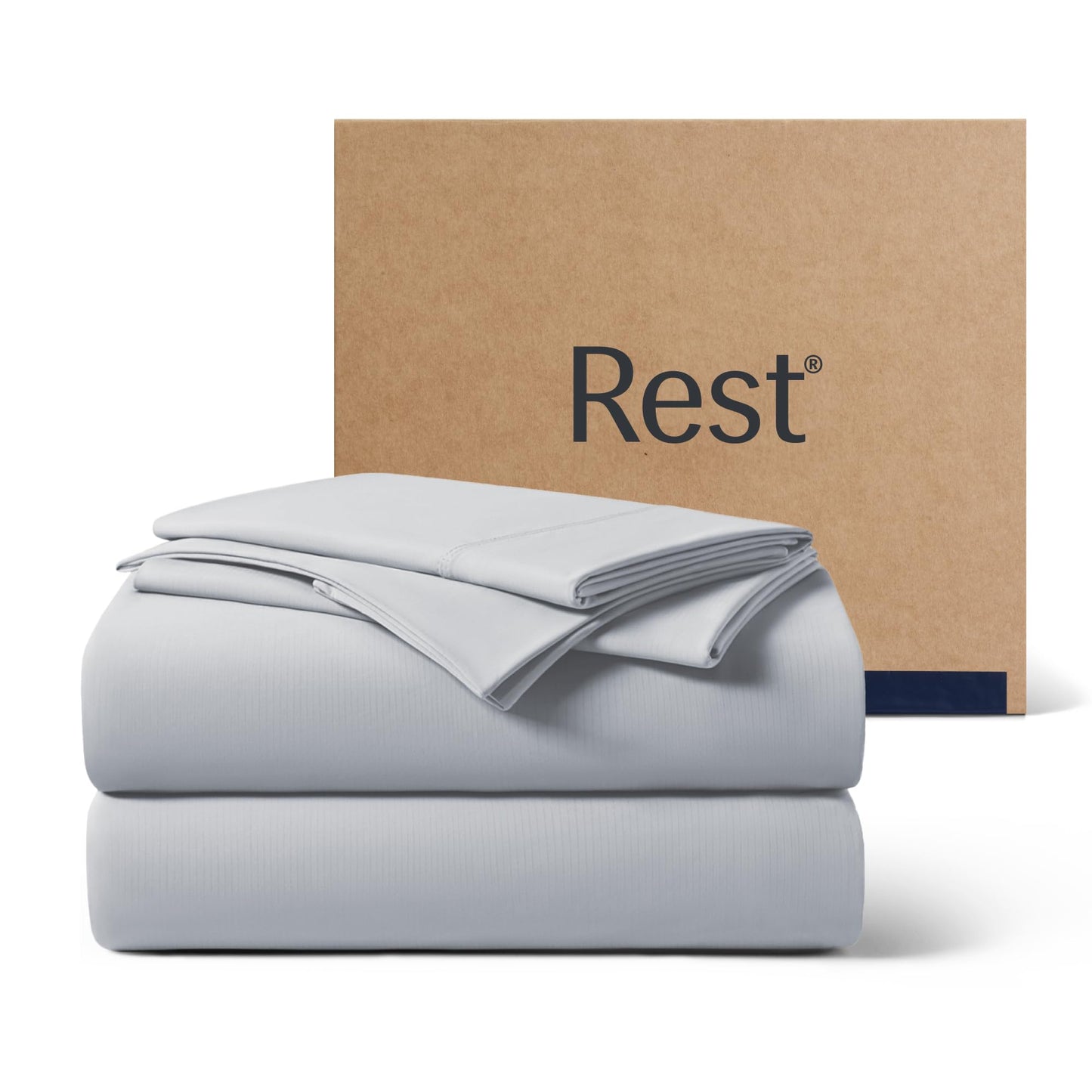 REST® Evercool®+ Cooling Sheet Set, King Size, Light Gray, Breathable Bed Sheets for Hot Sleeper and Night Sweats, with Pillowcases, with Ionic+ Self-Cleaning Silver Yarn for Sensitive Skin, 4PCS