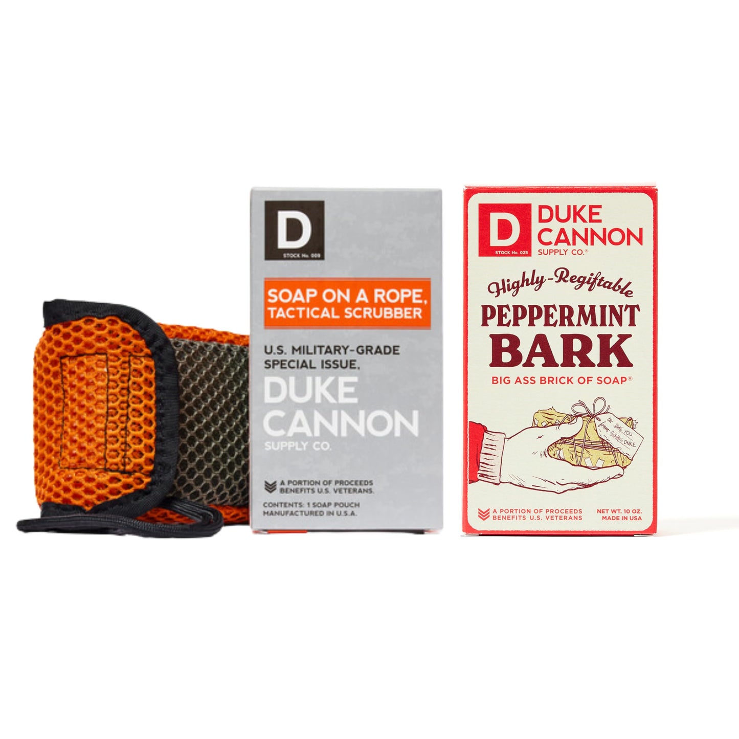 Duke Cannon Tactical Scrubber - Big American Bourbon Soap, U.S. Military-Grade Soap Pouch with Coarse & Soft Mesh, Oak Barrel Scented, 10 oz.