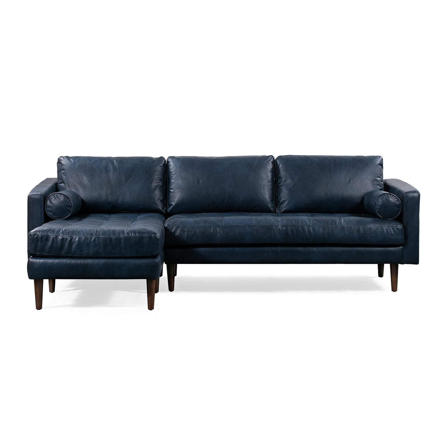 Poly & Bark Napa Leather Couch - 88.5-Inch Office Sofa with 2 Bolsters - Full-Grain Leather Sofa for Living Room with Feather-Down Topper - Living Room Couch - Vintage Italian Leather in Cognac Tan