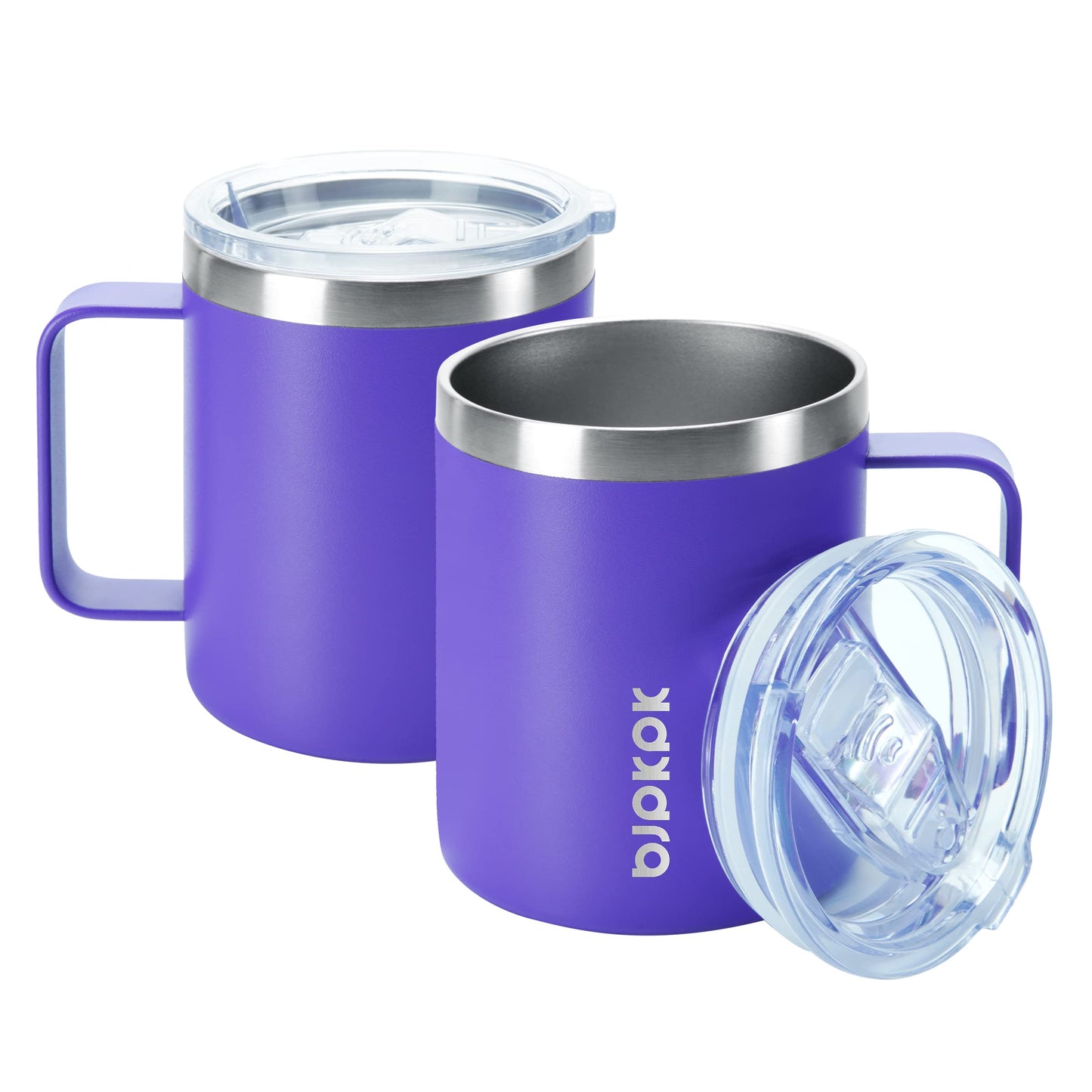 BJPKPK 2 pcs Insulated Coffee Mug, 12 oz Stainless Steel Insulated Coffee Tumbler with Lid for Hot Drinks & Cold Drinks- Turquoise
