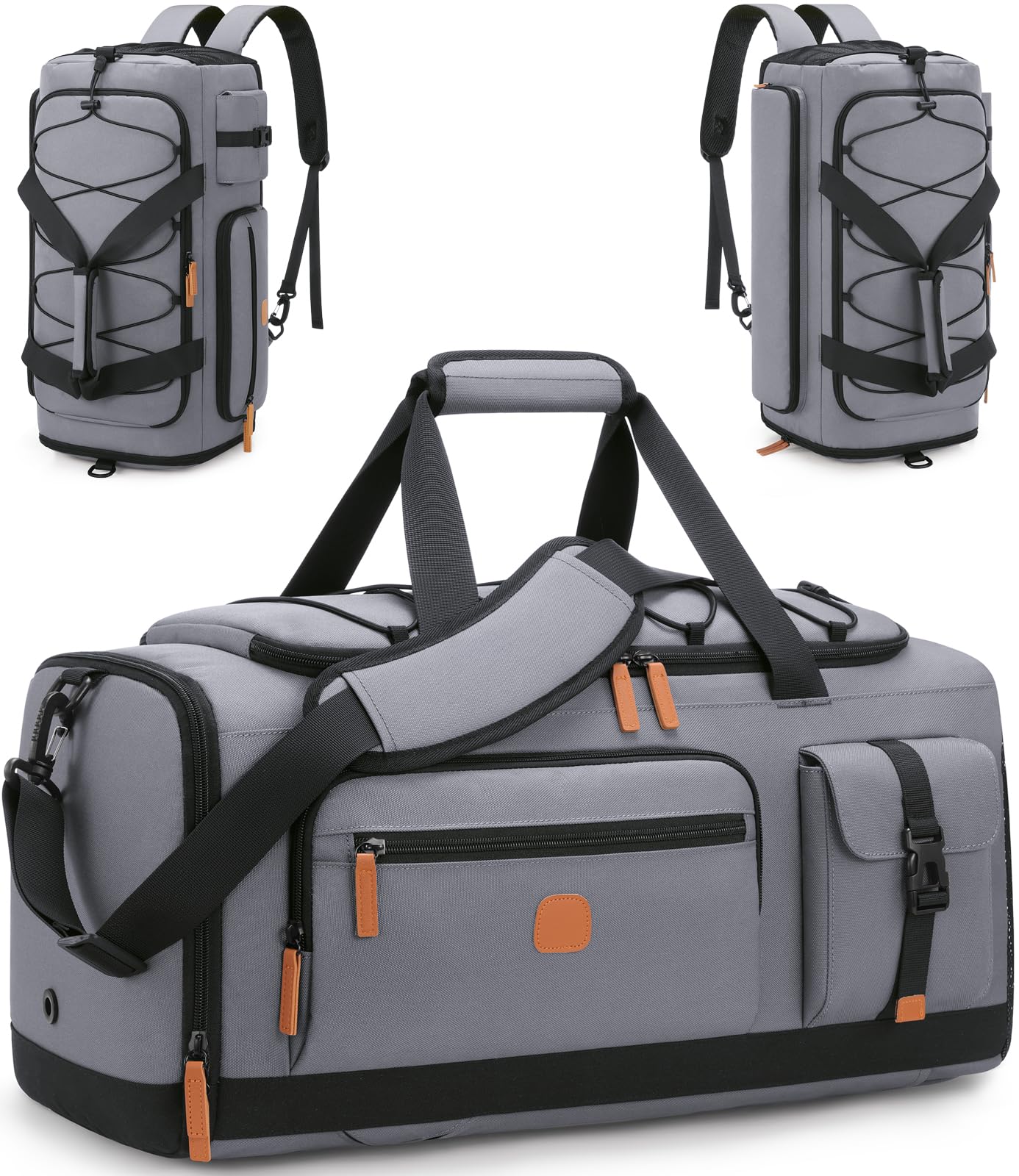 Gym Bag for Men and Women with Shoe & Laptop Compartment, 3-in-1 Sports Travel Duffel Bag Anti-Theft Weekender Carry-On Backpack for Airplane & Workout, Overnight Travel Bag,35L (Black, Medium)