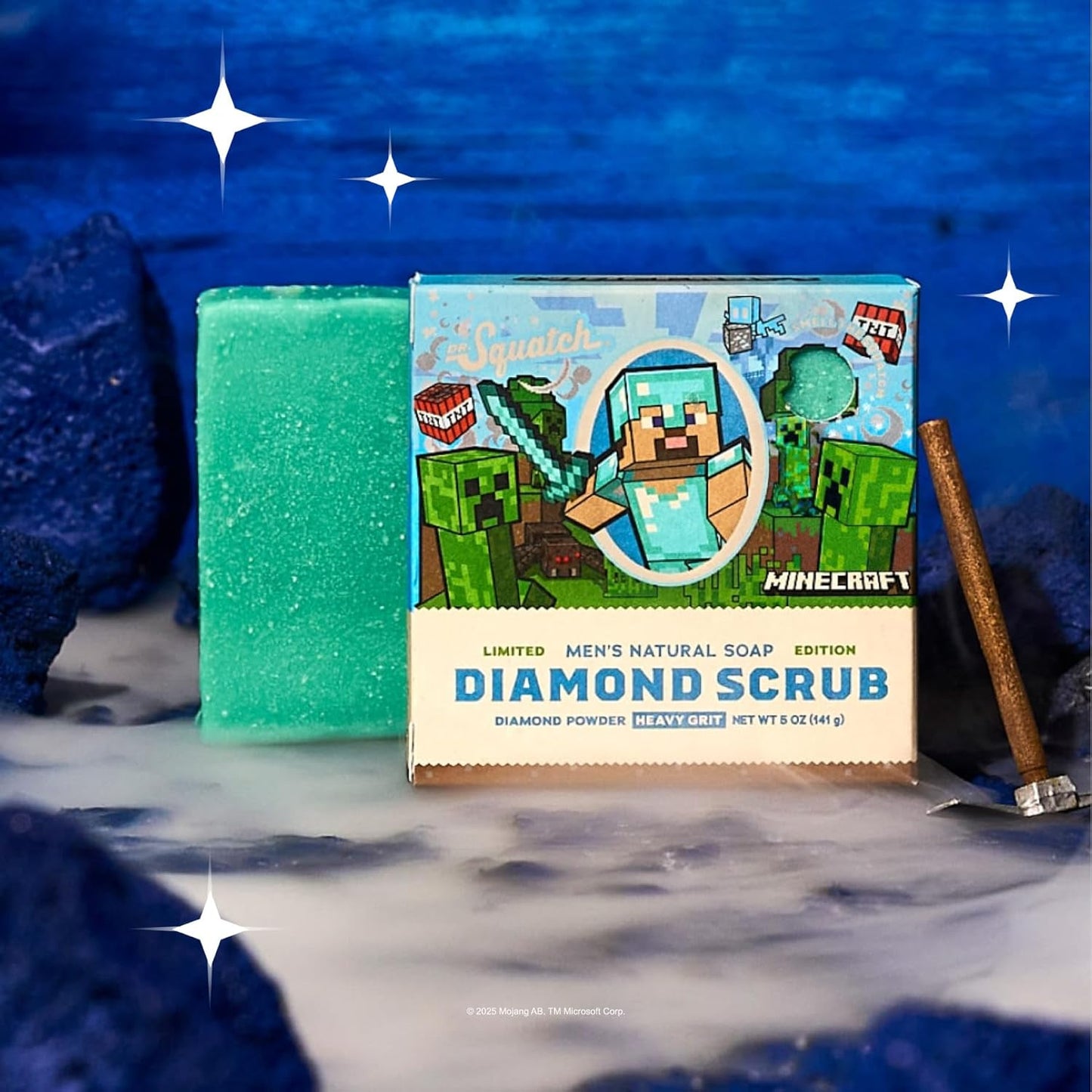 Dr. Squatch Minecraft Collection - Natural 3 Soap Gift Set - Cold Process Soap with No Harsh Chemicals - Smells like Quest for Survival - Diamond Scrub