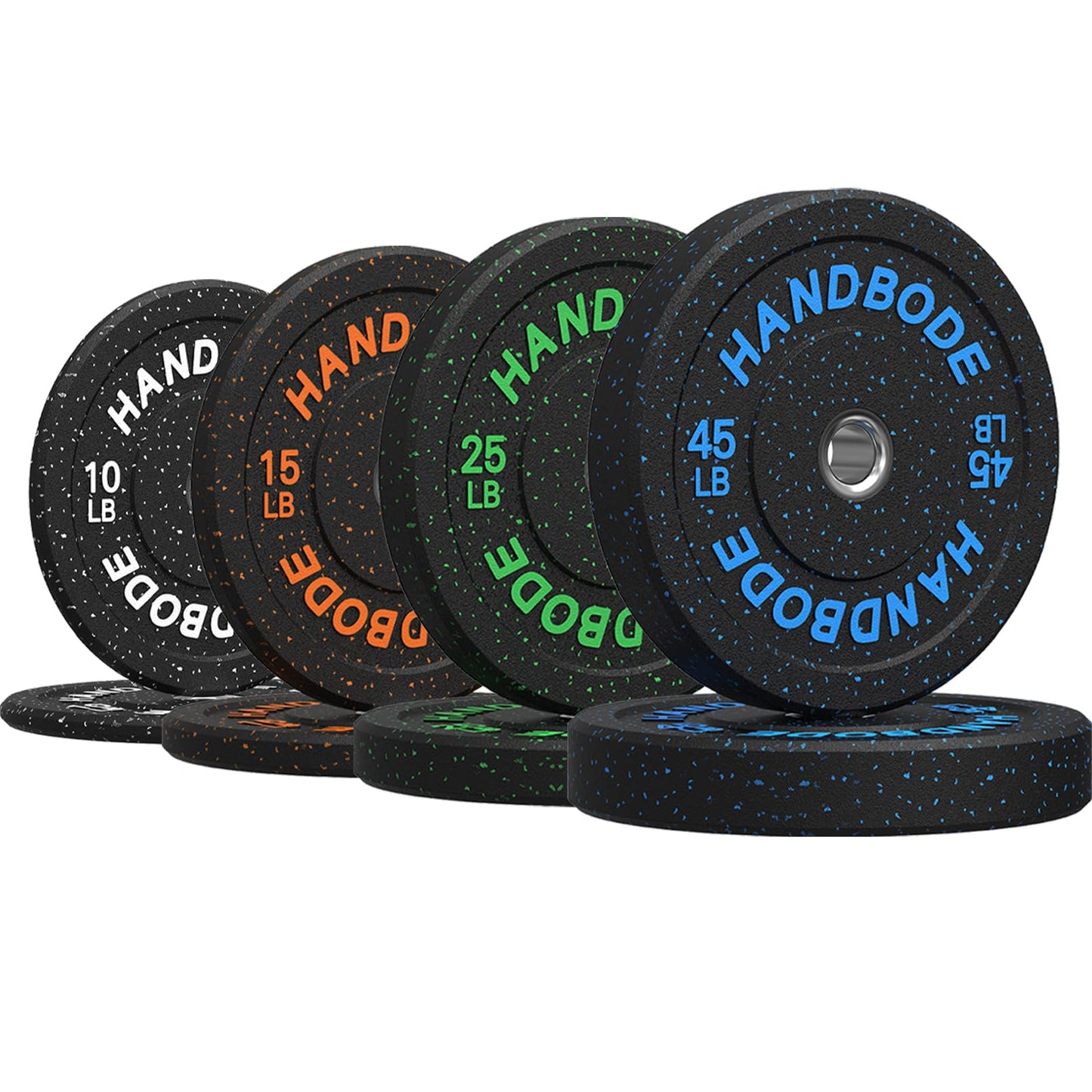 Colored Bumper Weight Plates Olympic Weight Plate Set 2-Inch, 10/15/20/25/35/45/55 lb Barbell Weight Plates Set for Home Gym, Rubber Strength Training Weights Plates for Weight Lifting