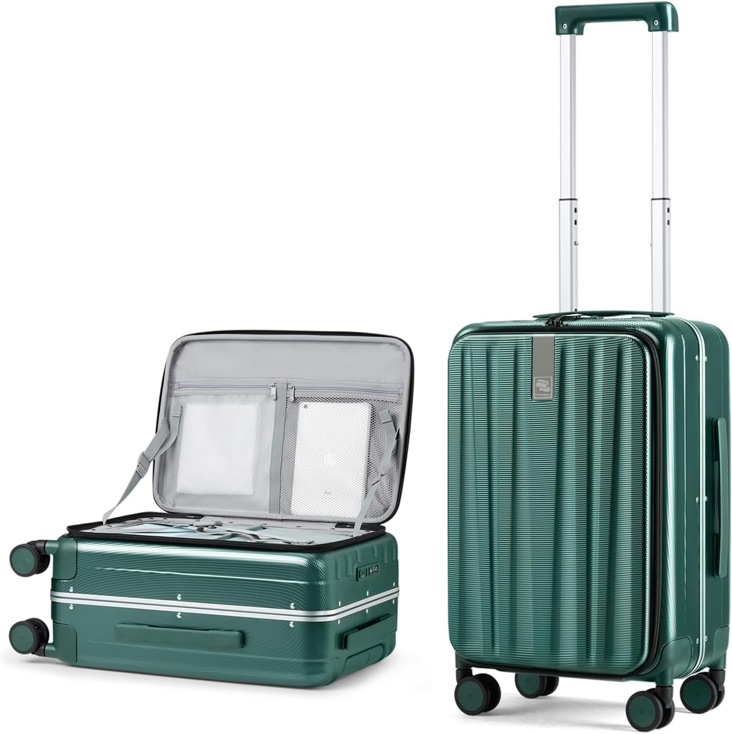 Hanke 20 Inch Carry On Luggage with Wheels PC Hard Shell Suitcase Top Opening Aluminum Frame Travel Luggage Suitcases for Woman Men Gifts.(Ivory White)