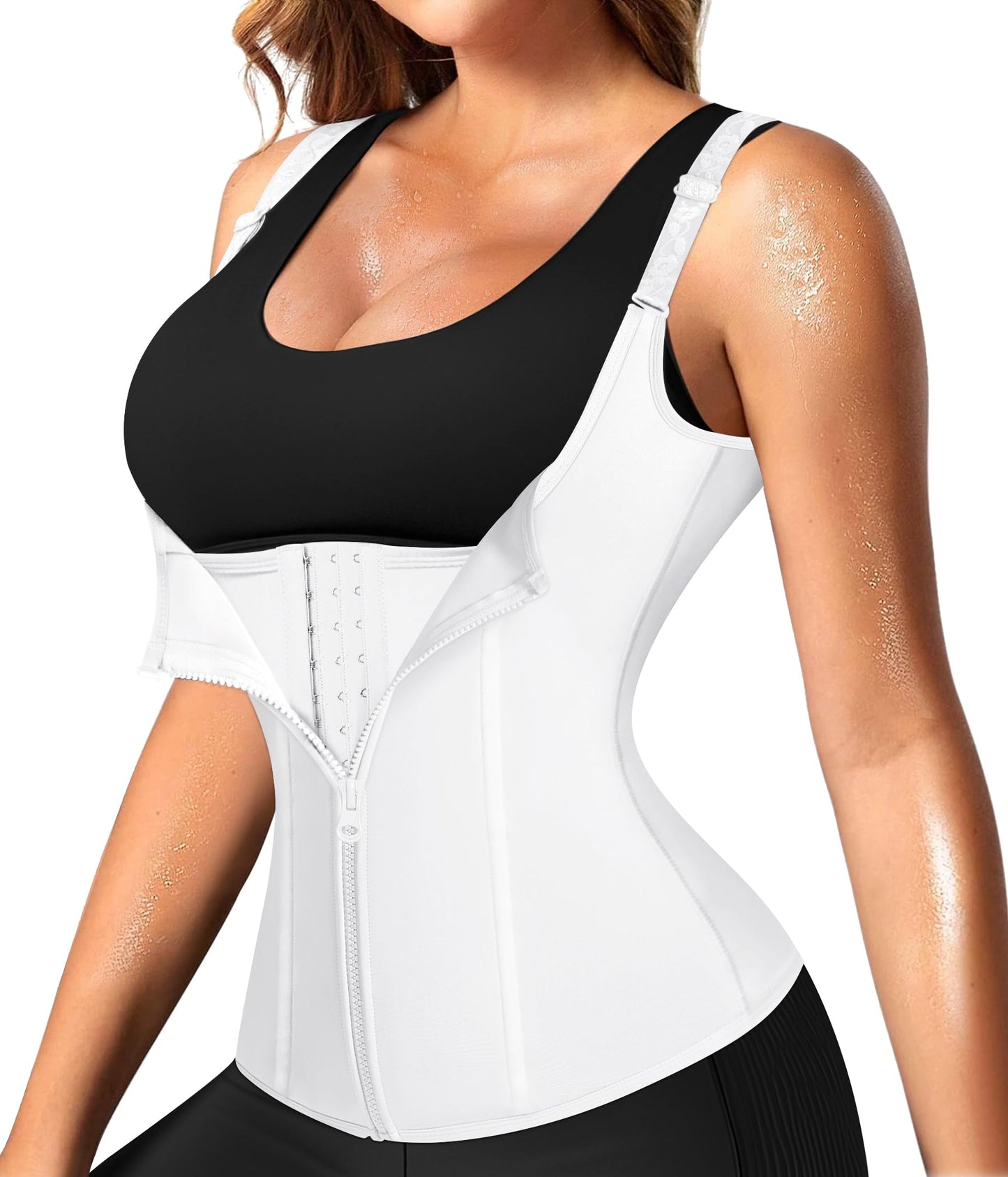 Nebility Waist Trainer for Women Corset Shapewear with Zipper Women's Waist Cincher Tank Top with Adjustable Straps