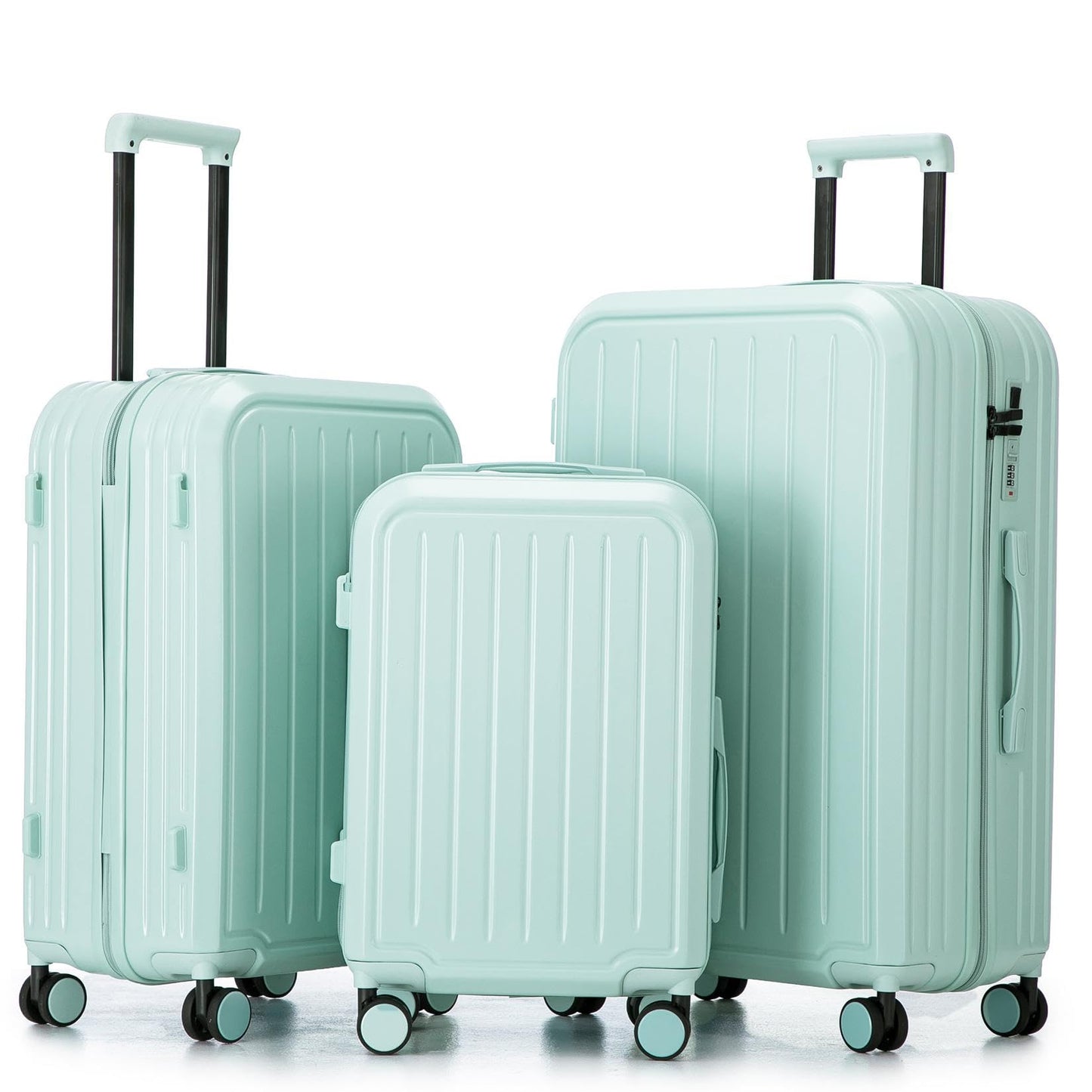 Merax 3 Piece ABS Hardshell Luggage Sets Spinner Wheel Suitcase TSA Lock Suit Case, Rosybrown, 20/24/28 Inch