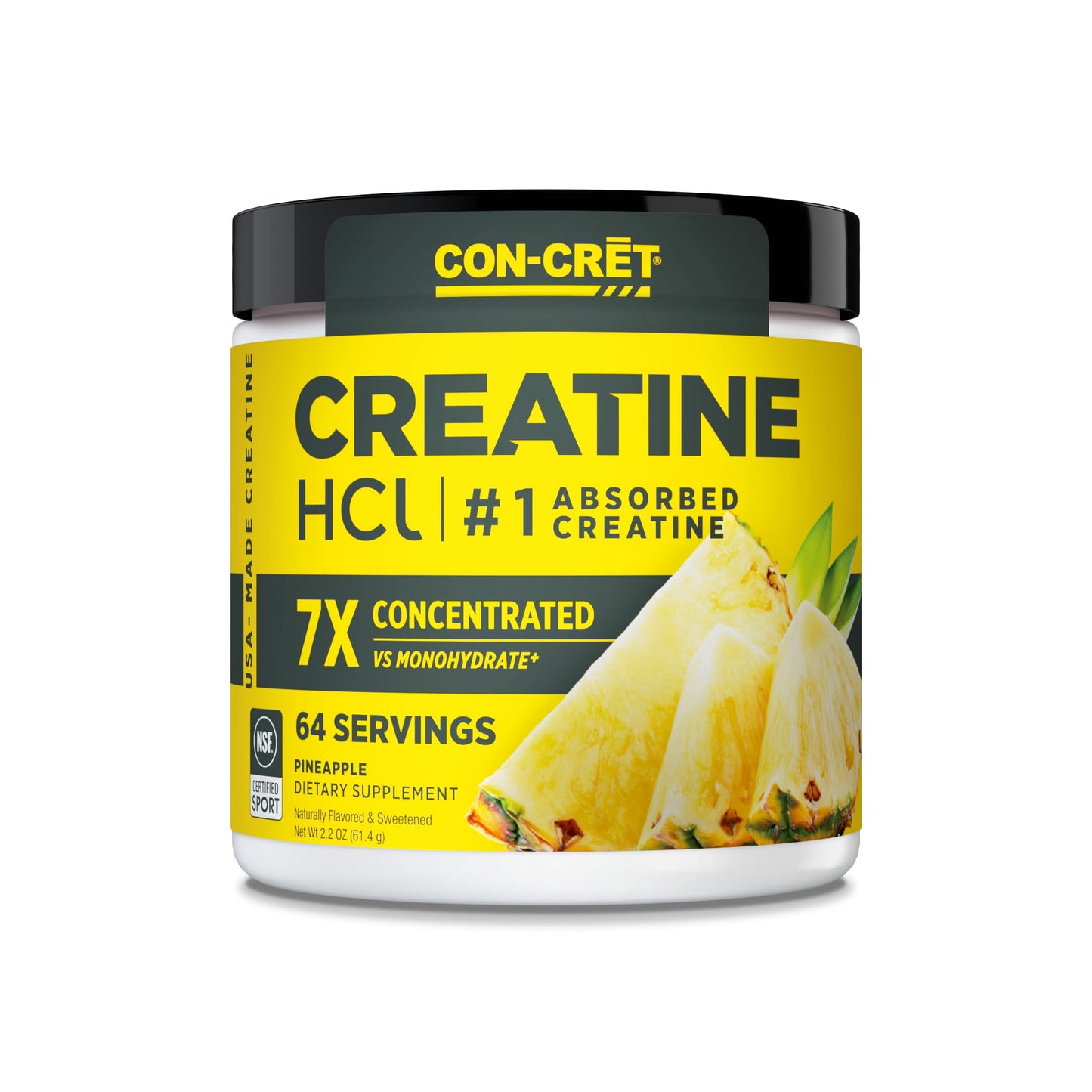 CON-CRET Creatine HCl Powder | Muscle, Cognitive, Cellular Energy Support | No Bloating or Cramps | USA Made & NSF Certified | Unflavored (100 Serving)