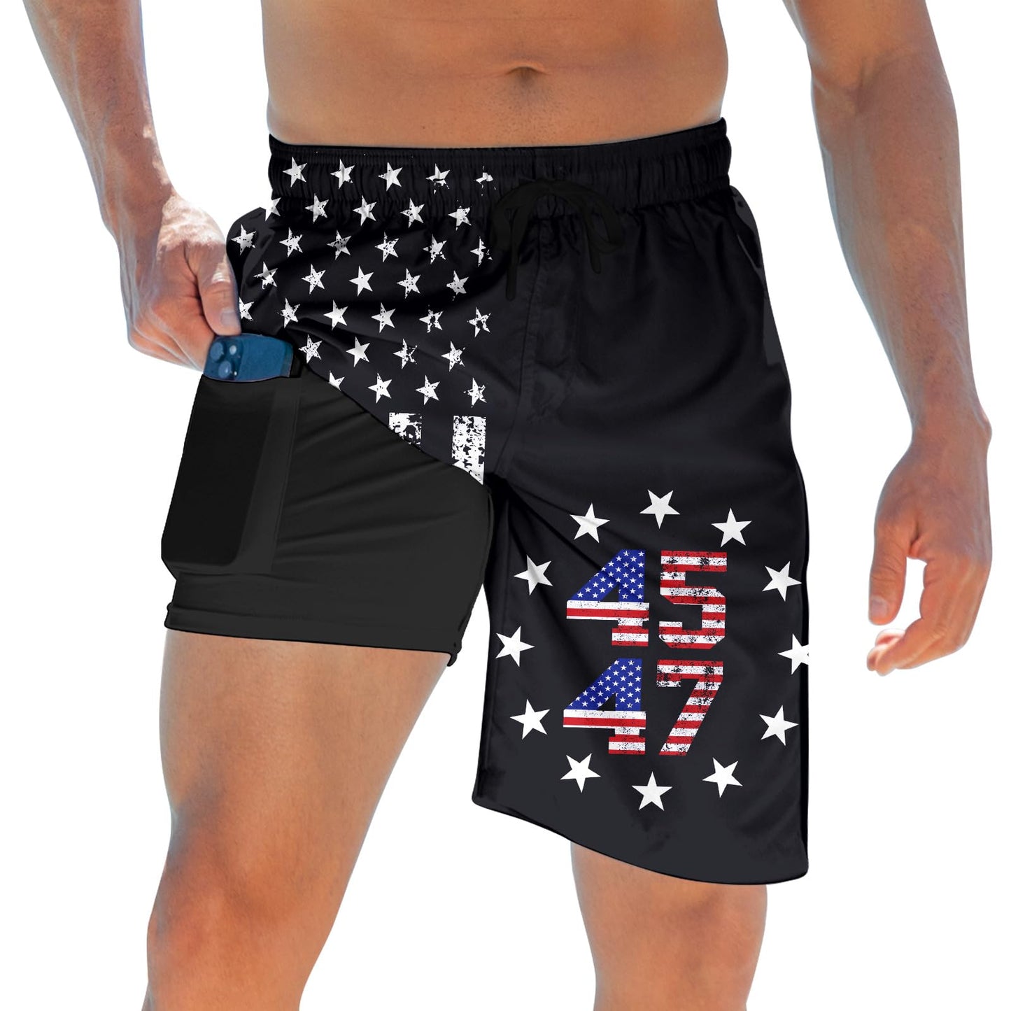 ALISISTER Mens Swim Trunks with Compression Liner Bathing Suit Summer Swimming Shorts