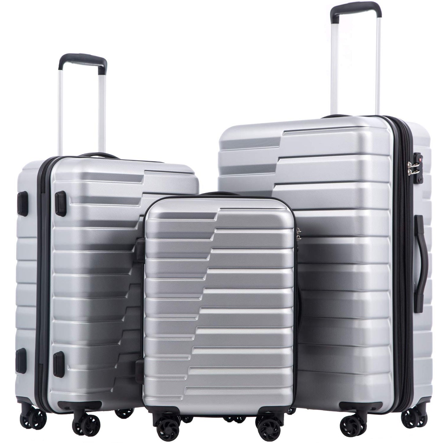 COOLIFE Expandable Suitcase PC ABS TSA Luggage 3 Piece Set Lock Spinner Carry on (Teal blue)