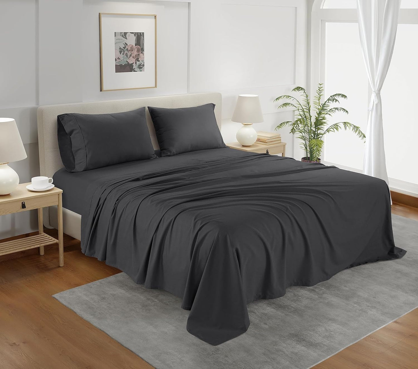 100% Egyptian Cotton Sheets King Size Sheets Set with Fully Elasticated Fitted Sheet & Pillowcase sets, 800 TC Hotel Collection Deep Pocket King Sheet Set, No Pill Soft Breathable Luxury White Bedding