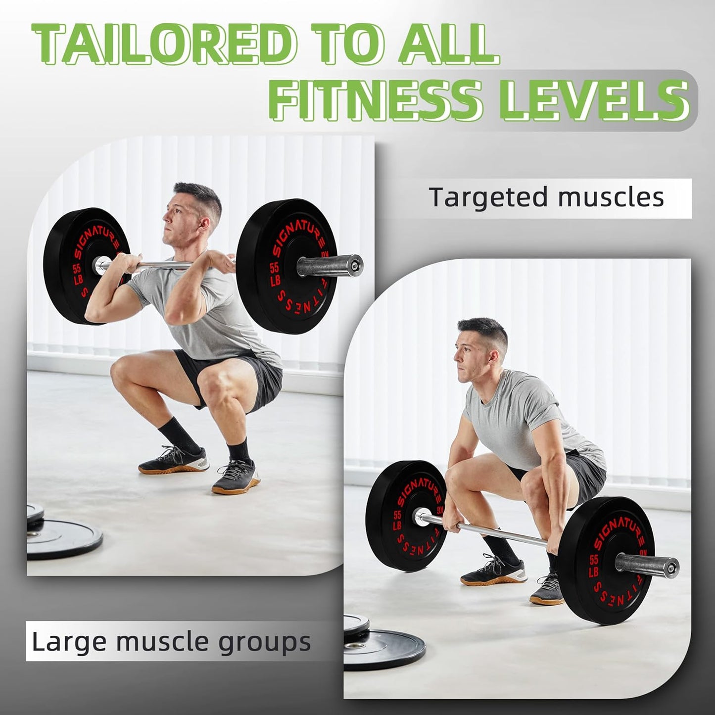Olympic Bumper Plates Set, 2" Weight Plates for Strength Training & Weightlifting