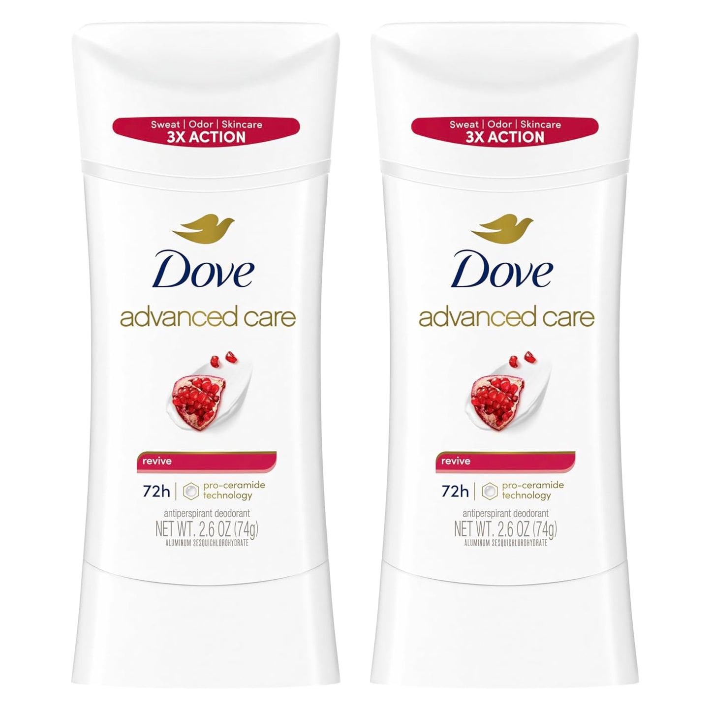 Dove Advanced Care Antiperspirant Deodorant for Women Twin Pack Revive 72 hour sweat and odor protection 2.6 oz
