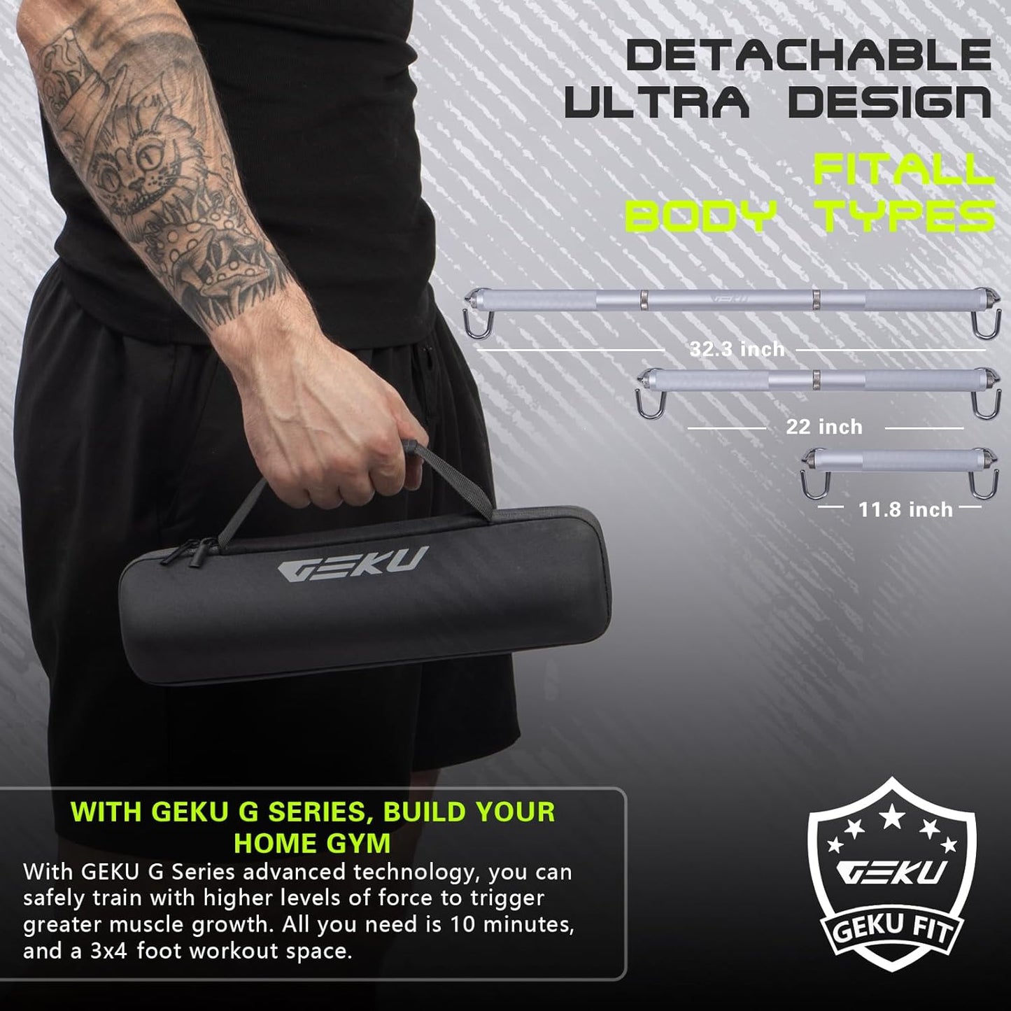 Aluminum Resistance Band Bar, 3-Section Detachable Heavy Duty Workout Bar for Resistance Band Exercises, Strength Training, and Home Gym (Metal Bar-Enlarged Hooks)