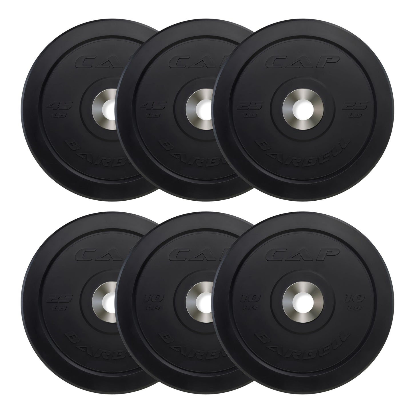 CAP Barbell 2-Inch Olympic Bumper Plate Weight Set | 100-370 lbs | Multiple Options