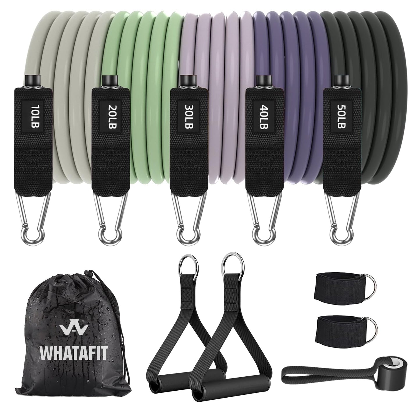 WHATAFIT Resistance Bands, Exercise Bands,Resistance Bands for Working Out, Work Out Bands with Handles for Men and Women Fitness, Strength Training Home Gym Equipment