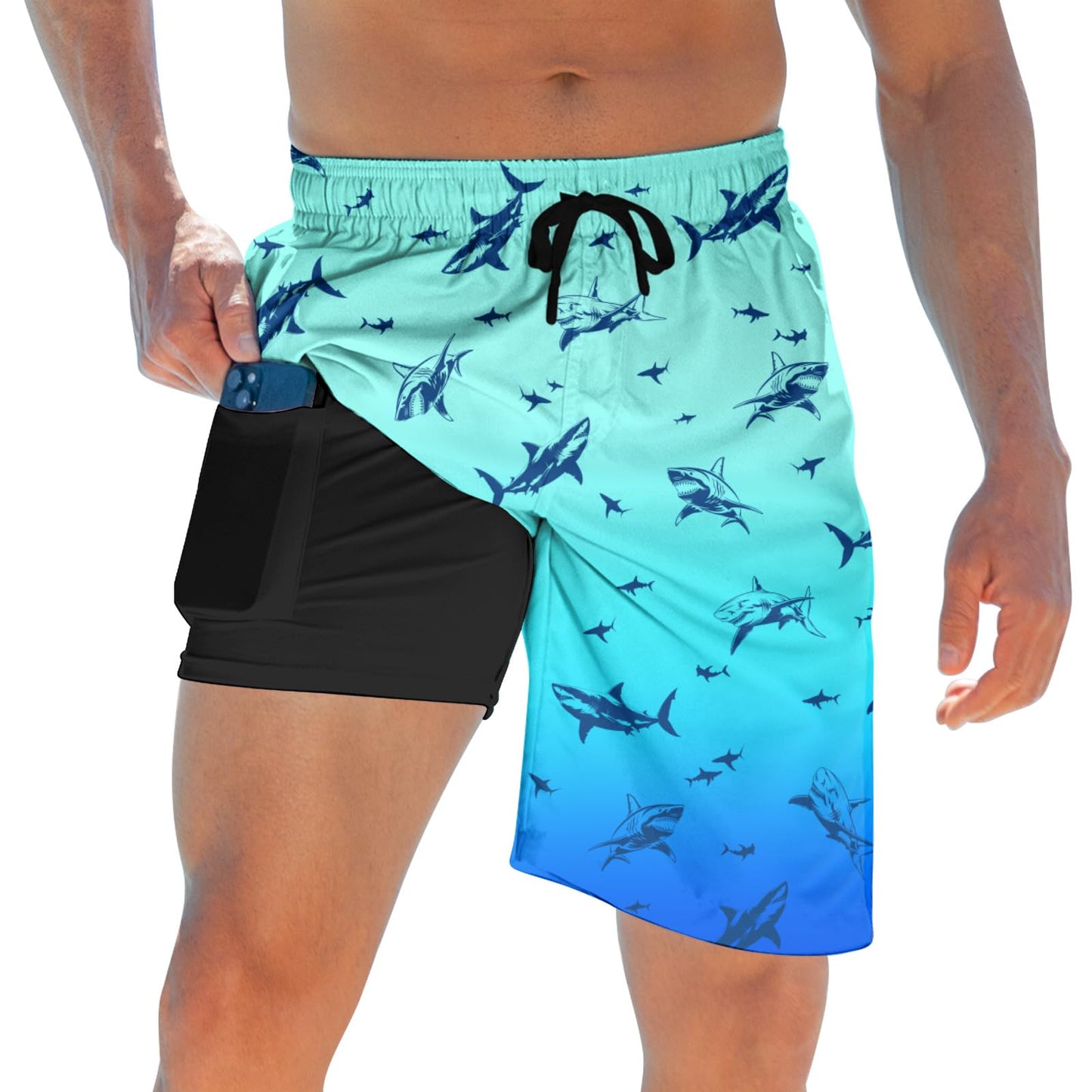 ALISISTER Mens Swim Trunks with Compression Liner Bathing Suit Summer Swimming Shorts