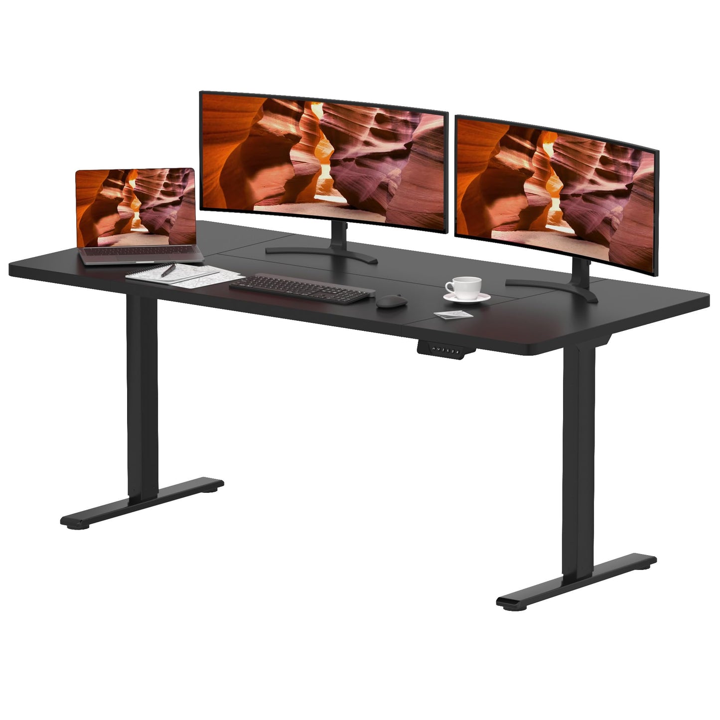 Dual Motor Standing Desk, Large Stand Up Desk, 71x31 Inches Electric Sit Stand Desk, 4 Memory Preset Adjustable Height Desk Home Office Desks(Black)