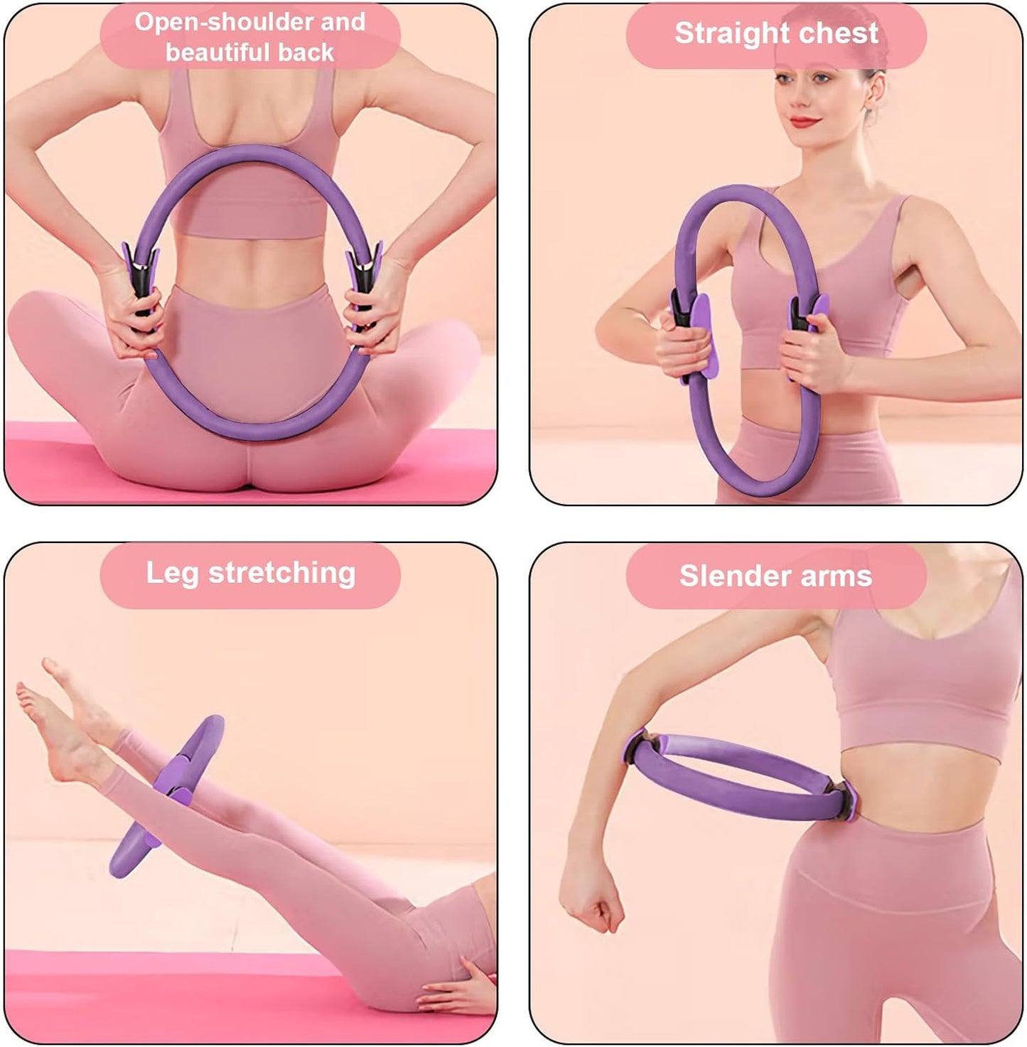 Upgrade Pilates Ring Fitness Circle,Lightweight & Durable Foam Padded Handles, Flexible Resistance Exercise Equipment for Toning Arms, Thighs Legs & Core