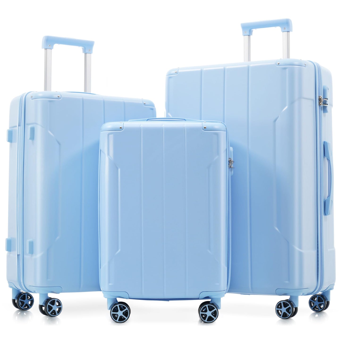 Merax Luggage Sets 3-Piece Hardshell with Spinner Wheels Lightweight Suitcase with Corner Guards (Green, 20/24/28)