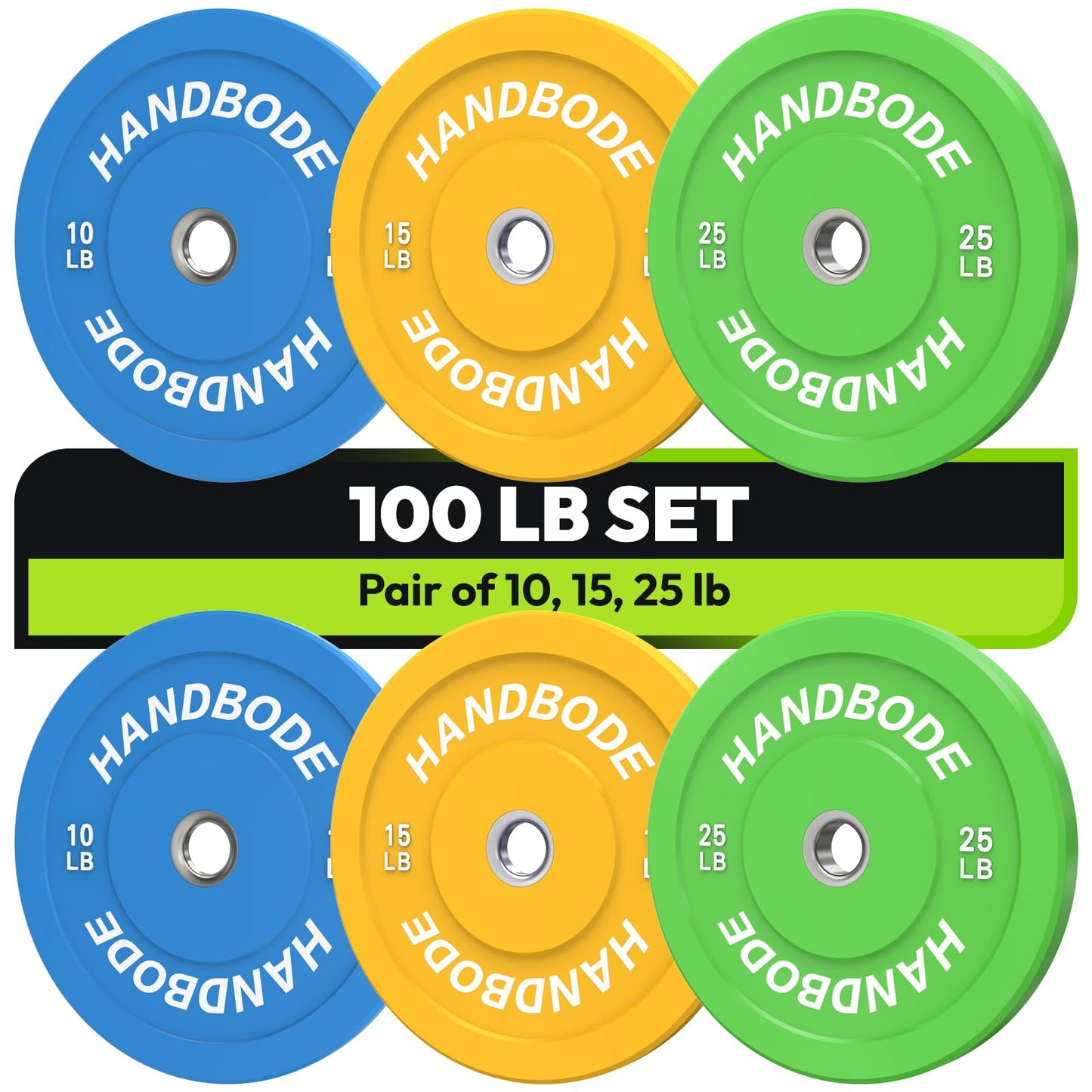 Colored Bumper Weight Plates Olympic Weight Plate Set 2-Inch, 10/15/20/25/35/45/55 lb Barbell Weight Plates Set for Home Gym, Rubber Strength Training Weights Plates for Weight Lifting