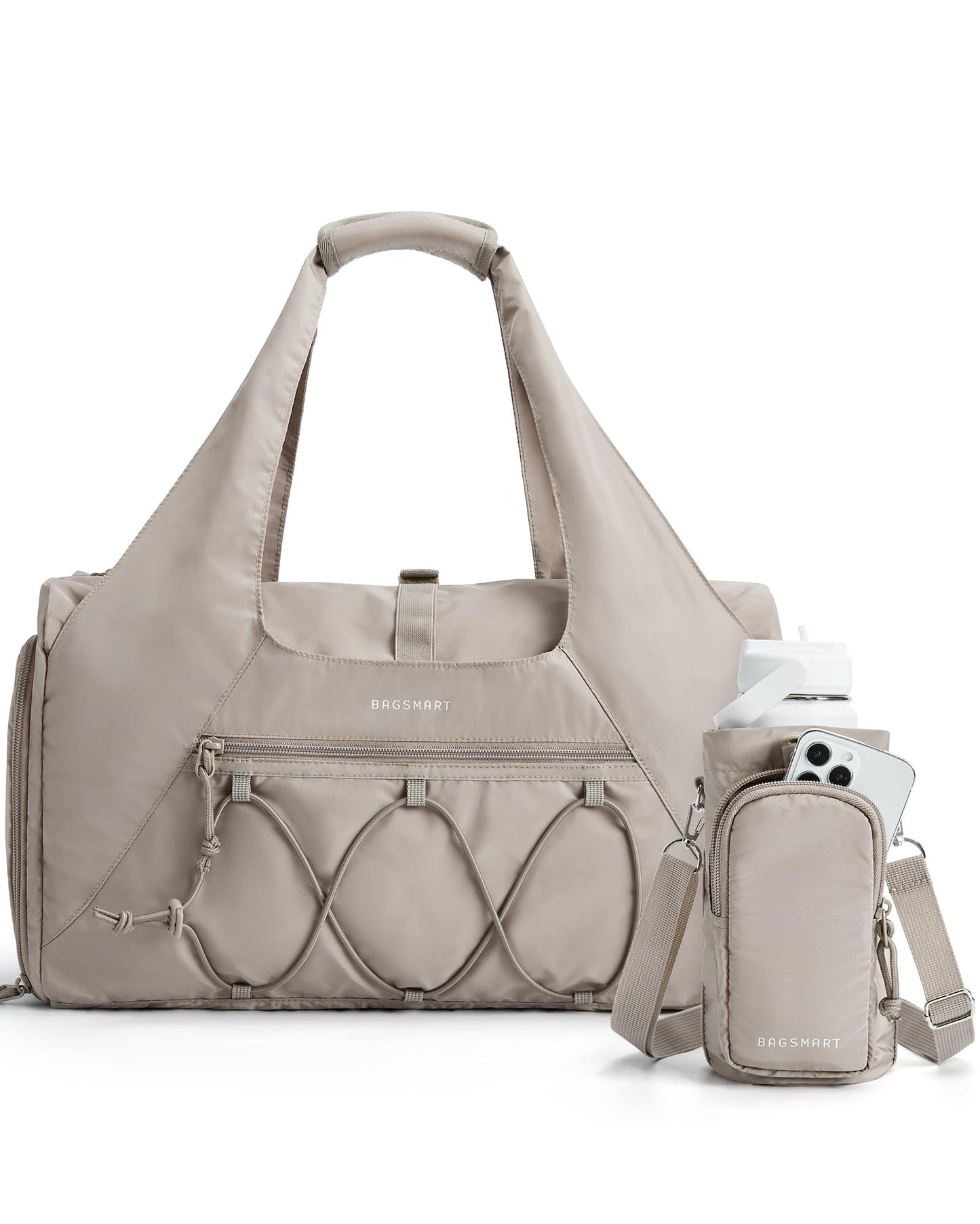 BAGSMART Gym Bag for Women, Lightweight Duffel with Shoe Compartment, Weekender with Wet Pocket, Workout Yoga Tote, Pin