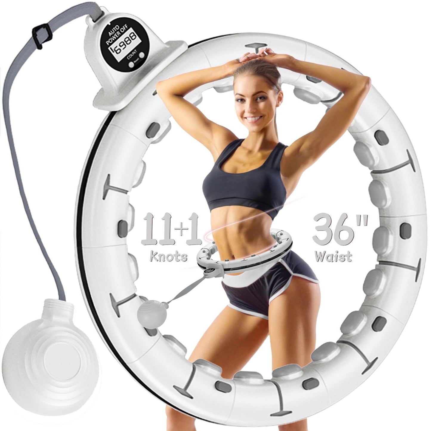 30/12 Knots, Magnetic Lock Weighted Hula Hoop for Adults Weight Loss, Infinity Hoop Plus Size, Children Adults Home Outdoors, Fitness Exercise, Abdominal Toner