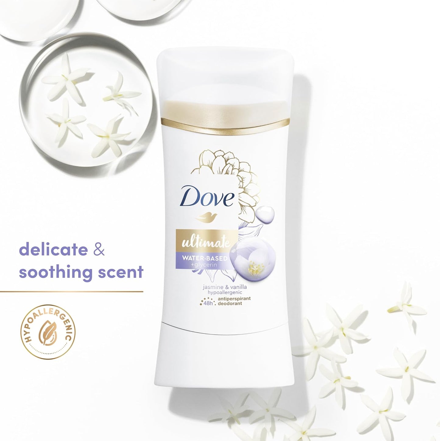Dove Ultimate Antiperspirant Deodorant Stick Jasmine & Vanilla 2.6 oz