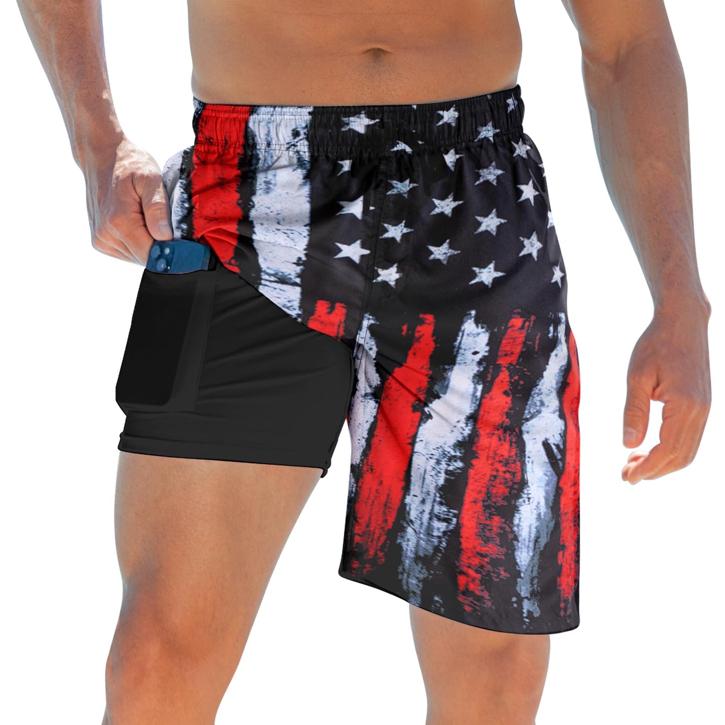 ALISISTER Mens Swim Trunks with Compression Liner Bathing Suit Summer Swimming Shorts