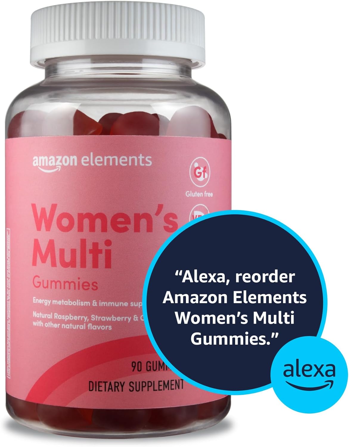 Amazon Elements - Adult Women’s Organic Multivitamins, 90 Gummies (30 servings), Vegetarian, Gluten Free (Previously Revly)