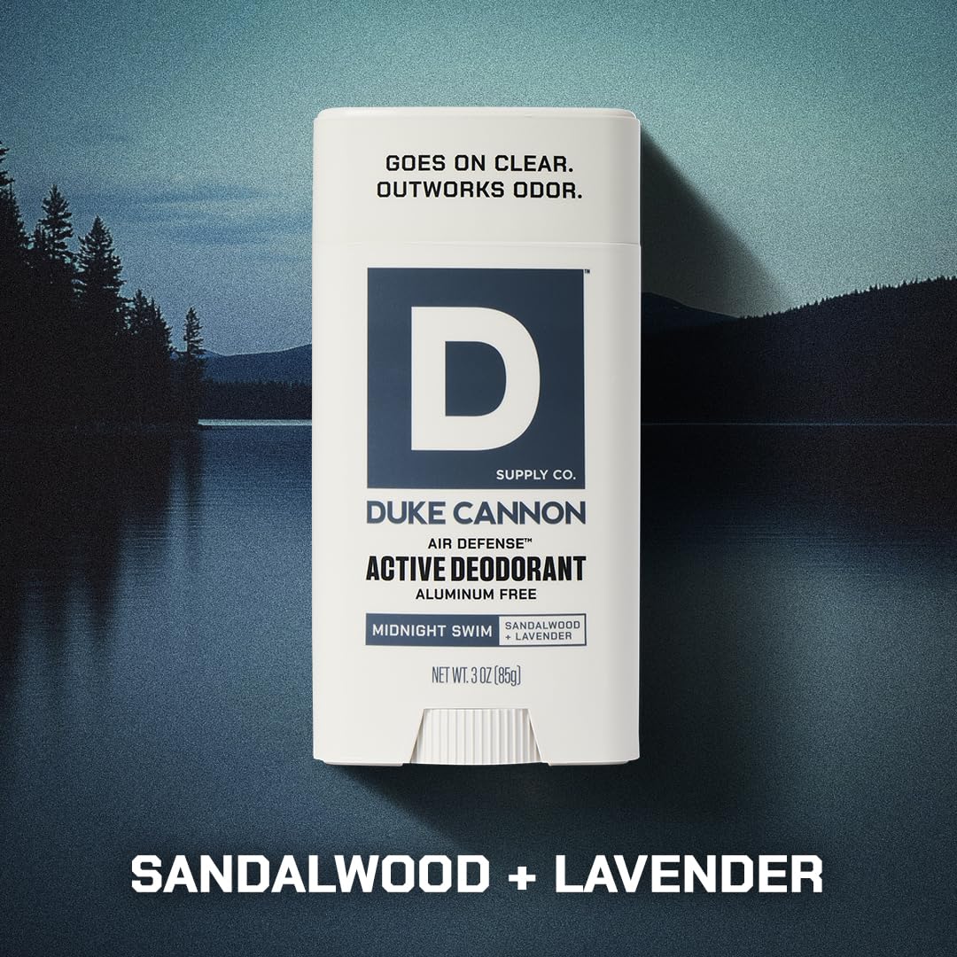 Duke Cannon Supply Co. Aluminum-Free Deodorant for Men 3 oz. Midnight Swim, 2 Pack - Unique Masculine Scent, Odor Control & Soothe Skin