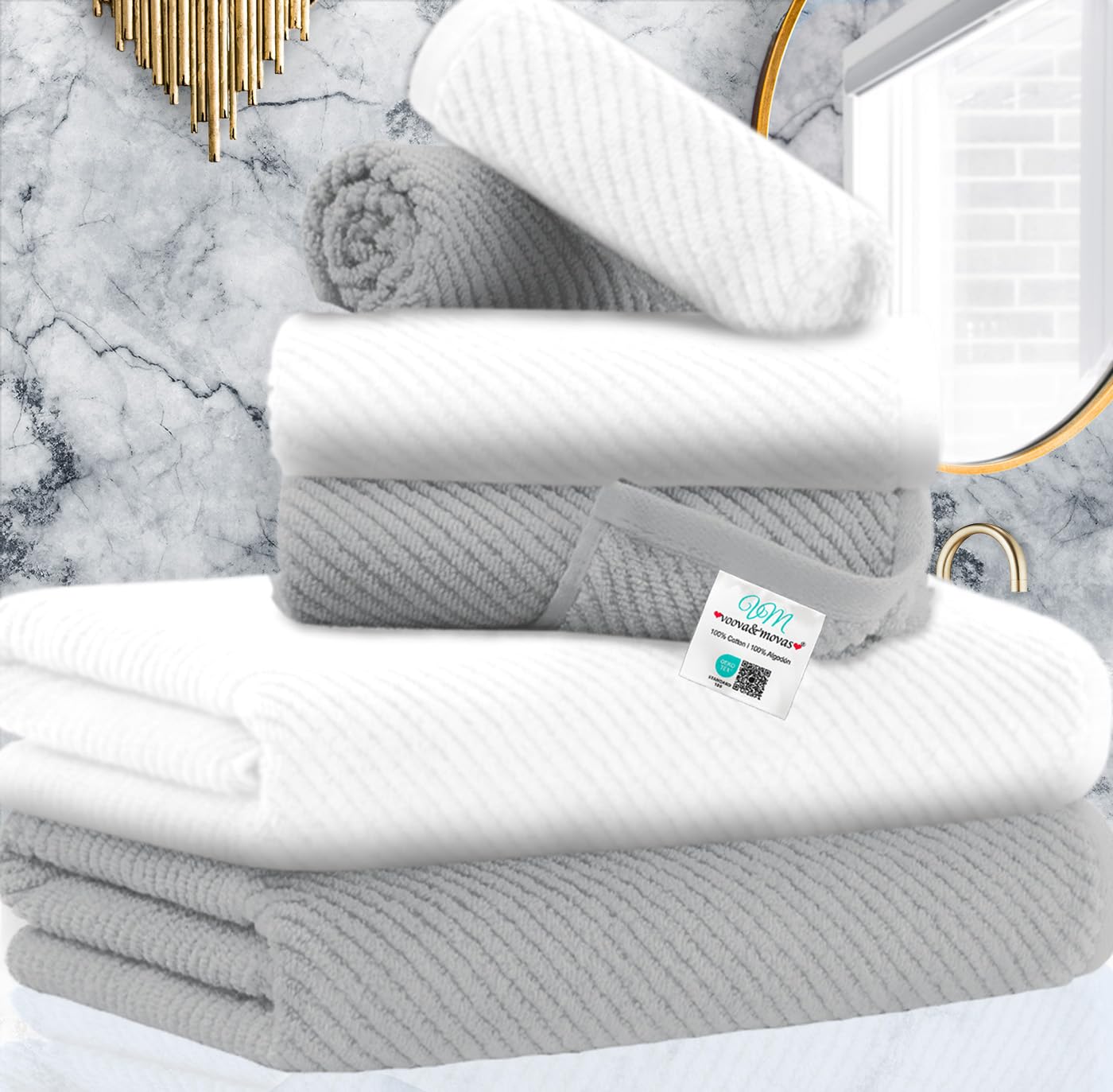 VOOVA & MOVAS Burgundy Towel Set - 100% Cotton | Lightweight | Soft | Quick Dry, 6 Piece Towel Set,2 Large Bath 30"x56", 2 Hand 18"x28", 2 Washcloths 13"x13", Towels Gift Set, Red Towels