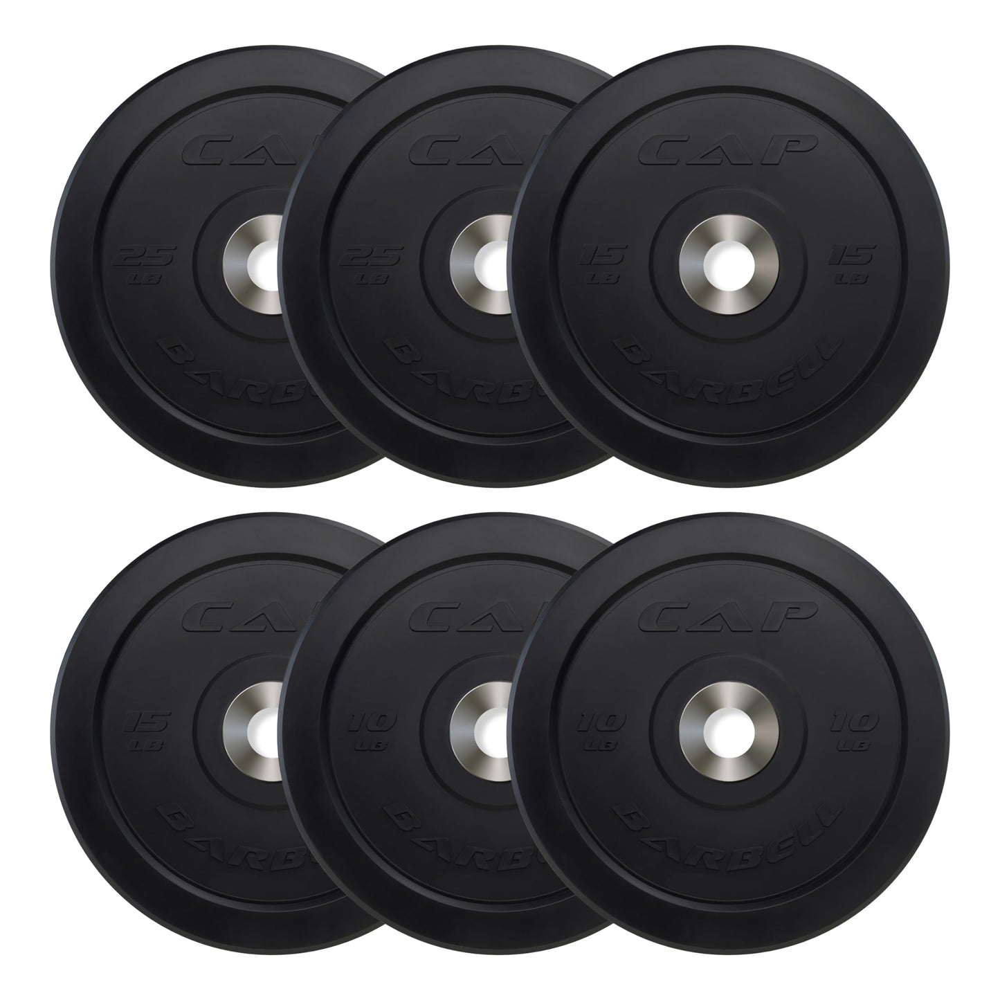 CAP Barbell 2-Inch Olympic Bumper Plate Weight Set | 100-370 lbs | Multiple Options