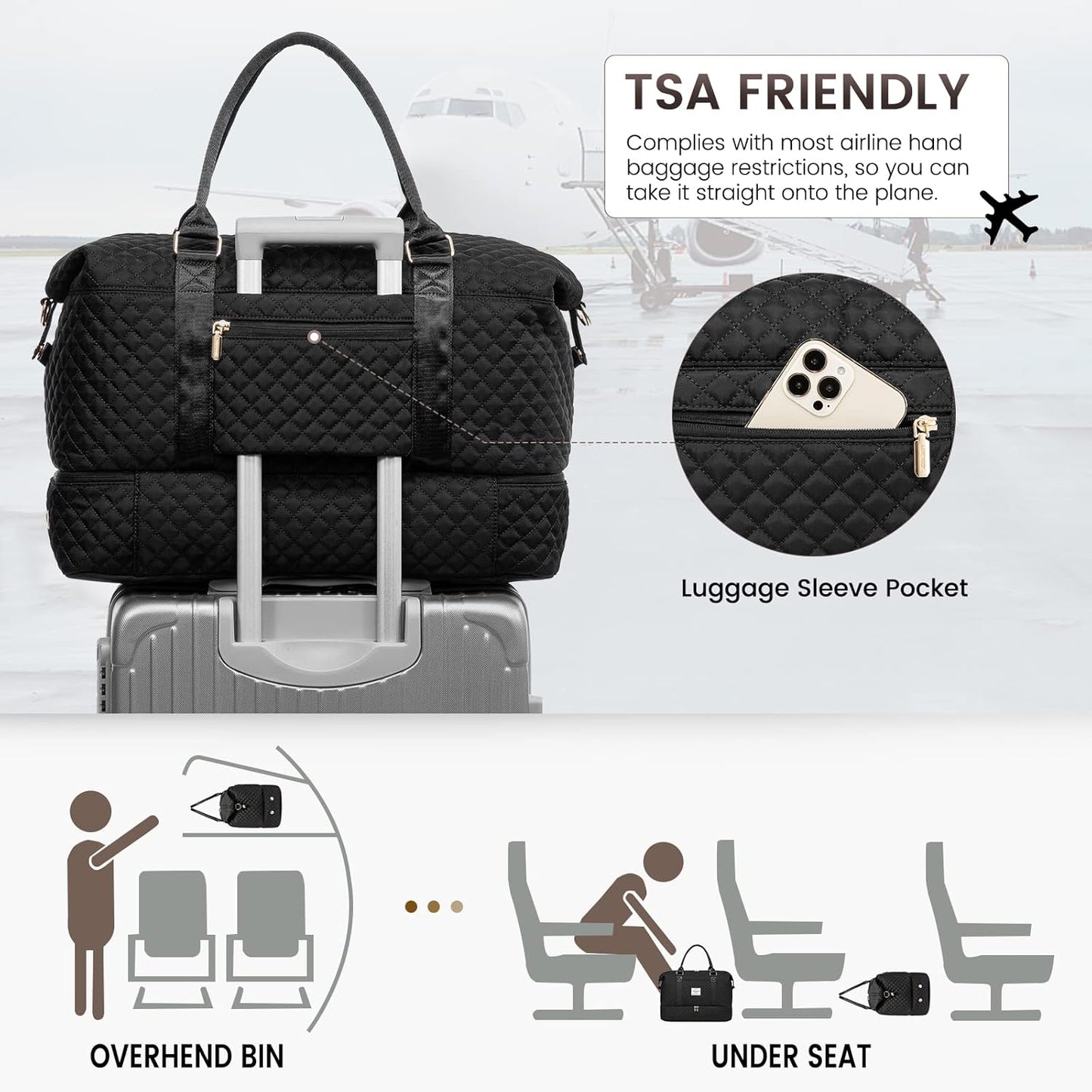 LOVEVOOK Travel Duffle Bag,Weekender Bags for Women with Shoe Compartment,Carry on Overnight Bag with Toiletry Bag,Gym Duffel Bag with Wet Pocket, Hospital Bags for Labor and Delivery
