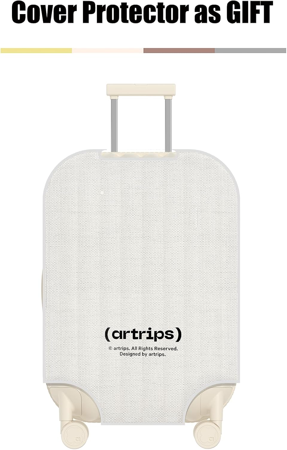 artrips Checked Luggage 24 inch,Medium Suitcase with 8 Spinner Wheels,PC Lightweight Hardside Luggage,Bread Design,TSA Lock,White,Checked-Medium 24-Inch,60L