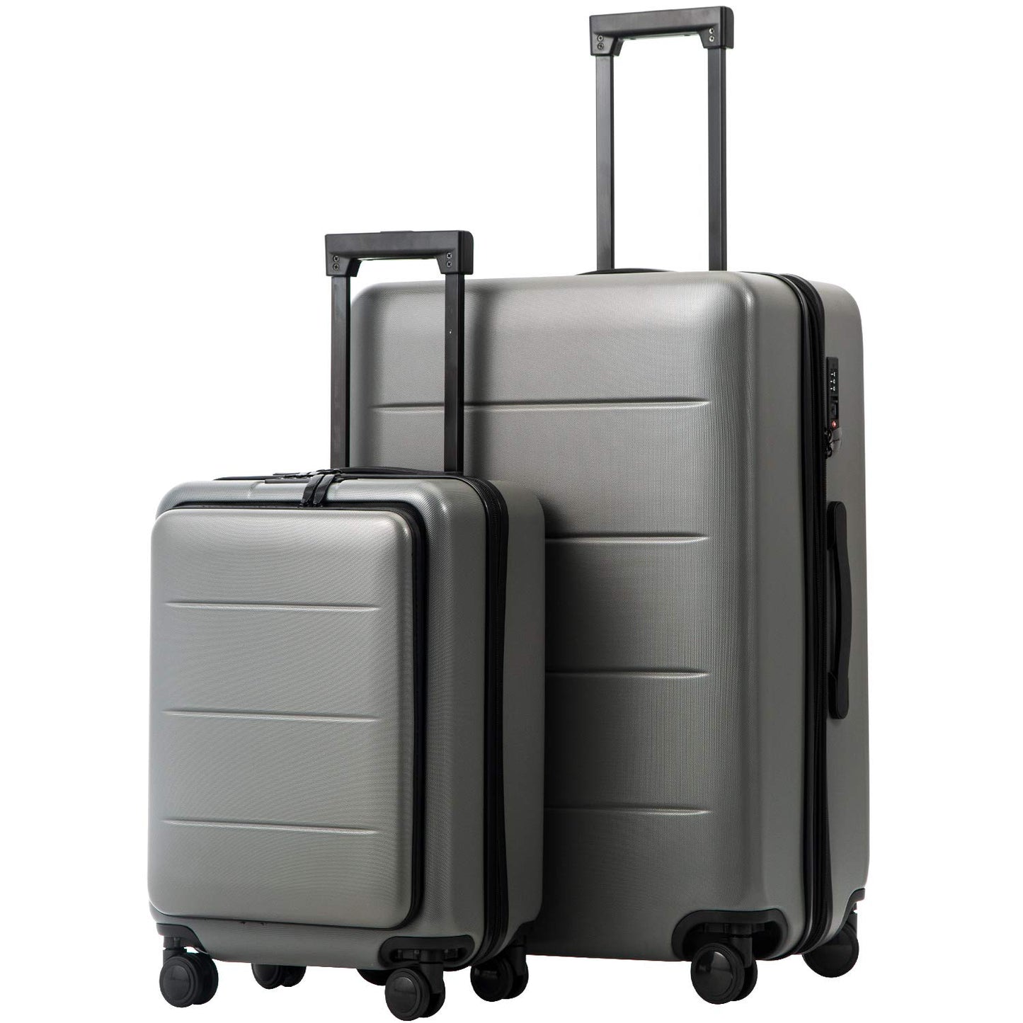 COOLIFE Luggage Suitcase Piece Set Carry On ABS+PC Spinner Trolley with pocket Compartmnet Weekend Bag(Night navy, 2-piece Set)