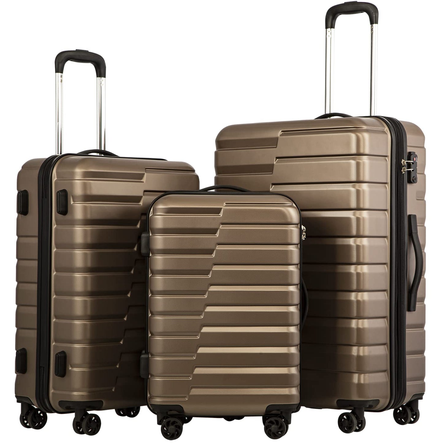 COOLIFE Expandable Suitcase PC ABS TSA Luggage 3 Piece Set Lock Spinner Carry on (Teal blue)