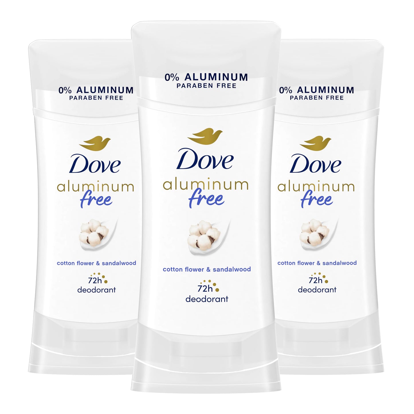 Dove Aluminum Free Deodorant for Women 3 Count Coconut and Pink Jasmine 72 hour odor protection 2.6 oz