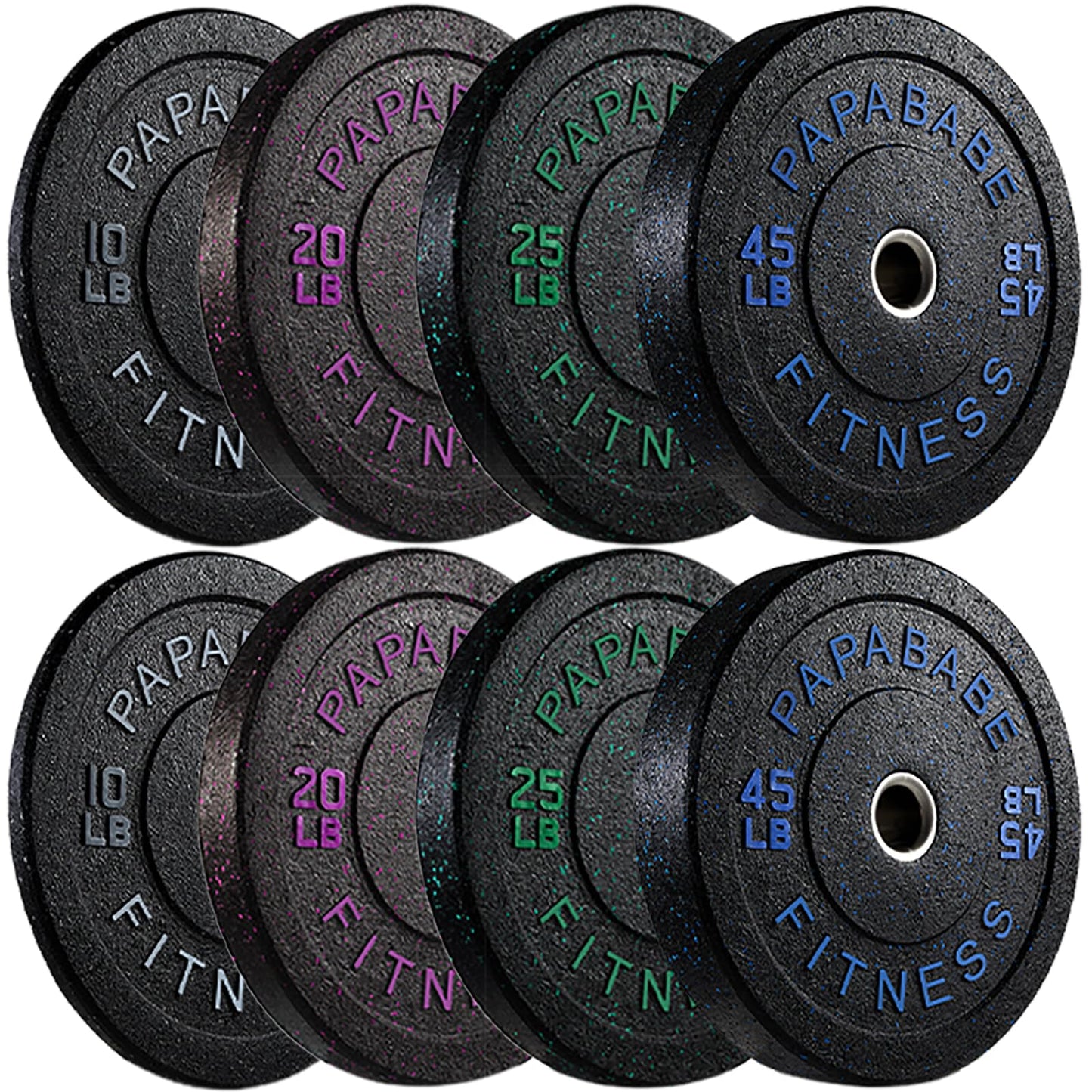 Papababe Weight Plates, 2-Inch Weights Plates Set, Floor Protective Rubber Weight Plates, 10-600lbs Bumper Plates for Barbell Strength Training & Weightlifting (Single/Pair/Full Set)