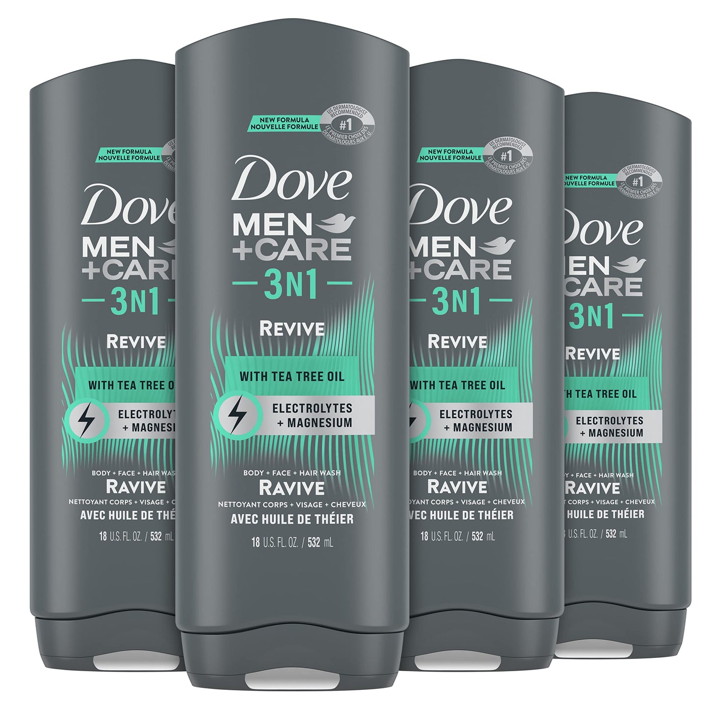 DOVE MEN + CARE Body 4 Count Wash Lime + Avocado Oil to Rebuild Skin in the Shower with Plant-Based Cleansers and Moisturizers 18 oz