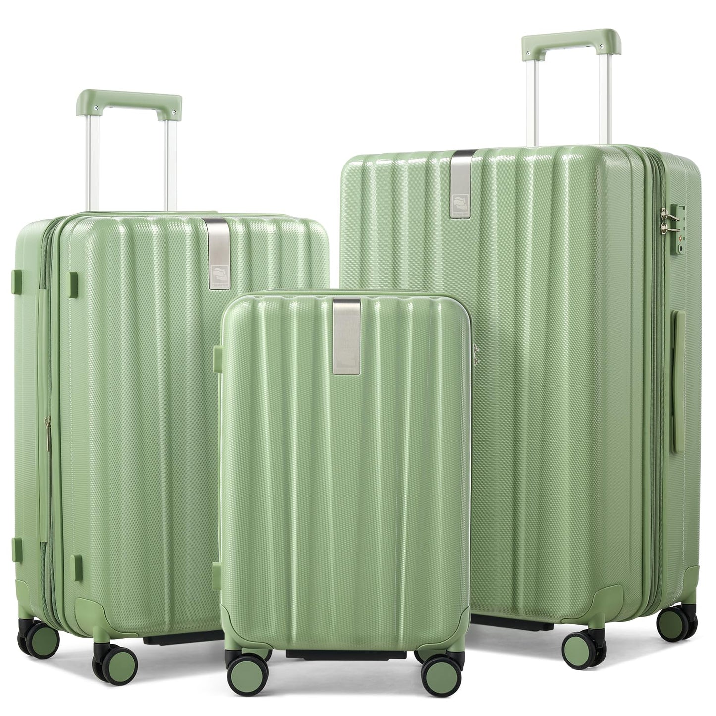 Hanke Expandable Hardshell Luggage Sets 3 Piece Extra Large Suitcases with Lock,28 Inch Luggage with Spinner Wheels, PC Travel Suitcase for Women Men 20 24 29Inch,Blackish Green