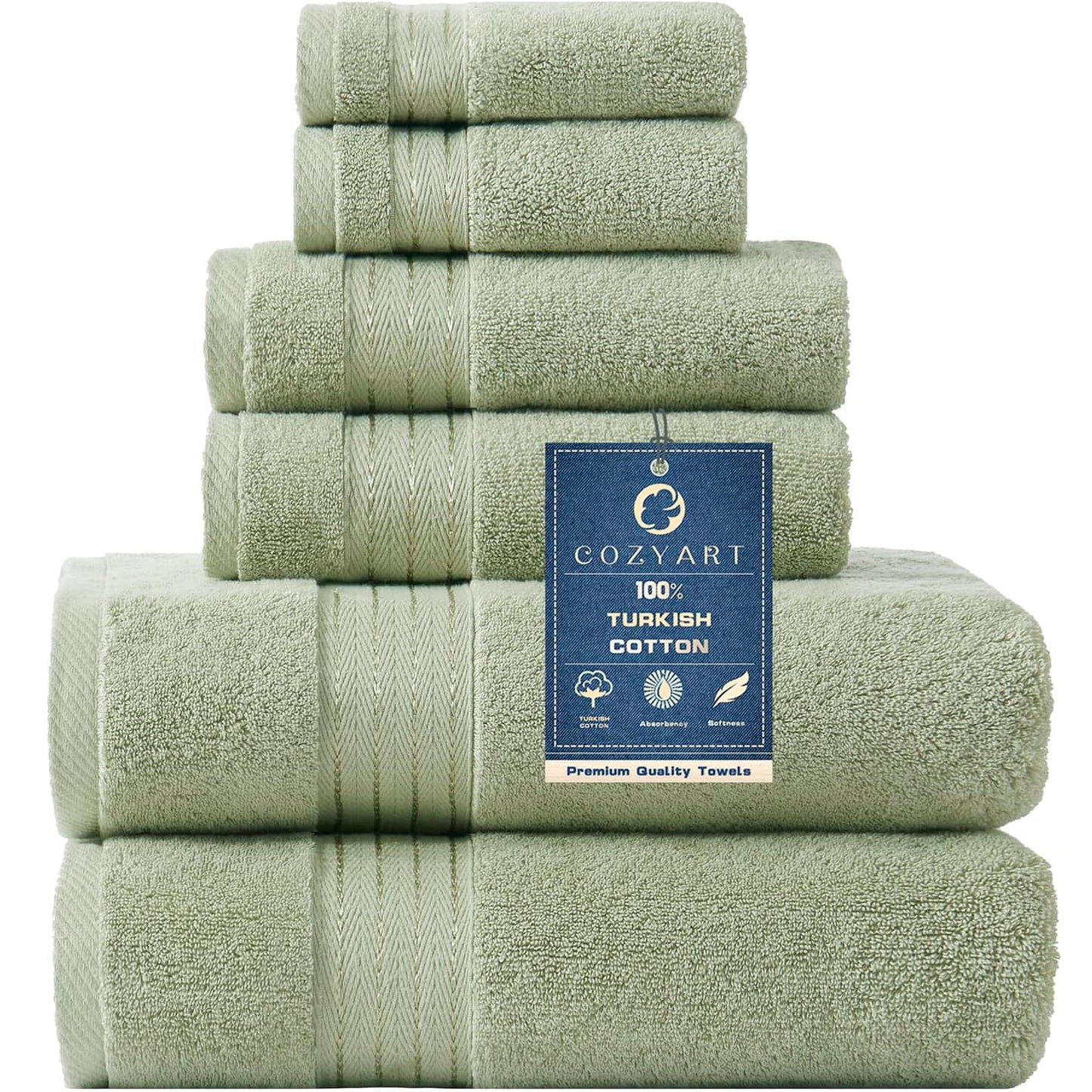 COZYART Burnt Orange Bath Towel Set for Bathroom Turkish Cotton Thick Soft Absorbent Durable 650 GSM Towel Sets of 6, 2 Large Bath Towels, 2 Hand Towels, 2 Washclothes