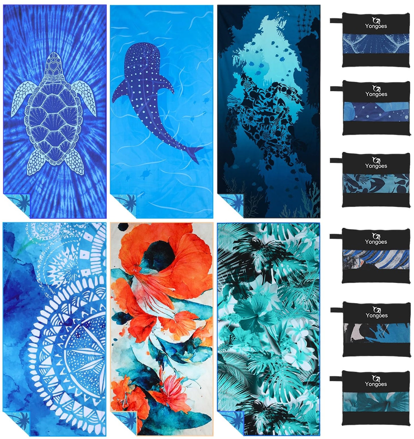 4 Pack Microfiber Lightweight Thin Beach Towel Sand Free Quick Dry Super Absorbent Large Towels for Swimming Pool Yoga Gym Travel Vacation Beach Accessories Essentials for Adults