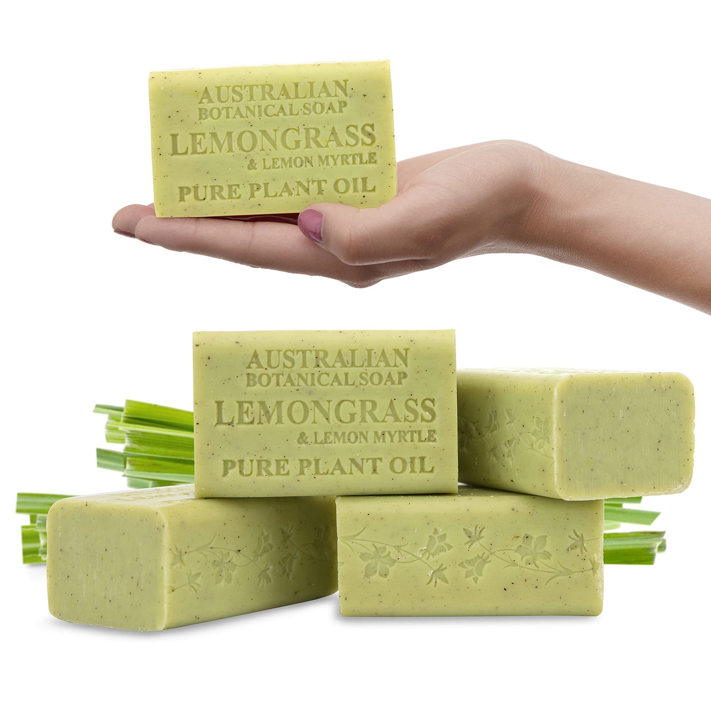 Australian Botanical Soap, Sea Salt, Lemongrass, Pink Lychee, Valencia Orange 6.6 OZ, Luxury Soap Bars Enriched with Shea Butter, Vegan Friendly Assorted Pack of 4