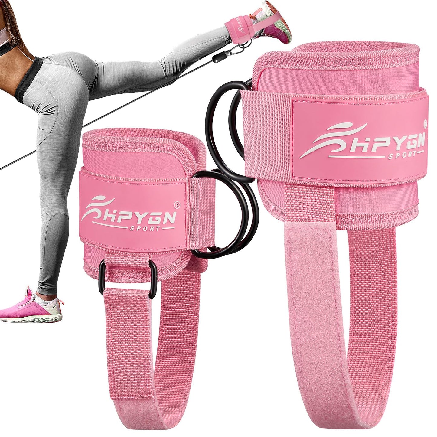 Ankle Strap for Cable Machine, Padded Ankle Straps for Cable Machine Kickbacks, Glute Workouts, Leg Extensions, Curls, Booty Hip Abductors Exercise, Adjustable Comfort Ankle Cuff for Gym