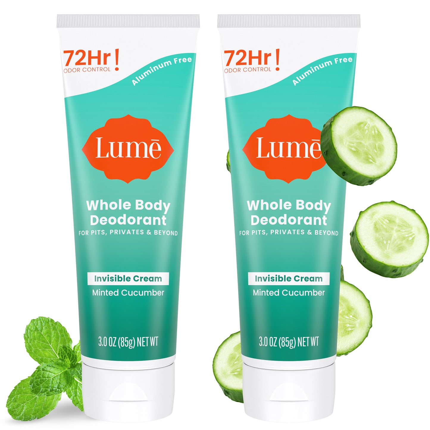 Lume Whole Body Deodorant - Invisible Cream Tube - 72 Hour Odor Control - Aluminum Free, Baking Soda Free, Skin Safe - 3.0 ounce (Toasted Coconut)