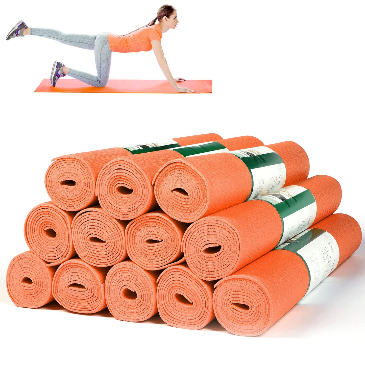Amylove 12 Pieces Yoga Mats Bulk 68x24x0.12 Inch Exercise Non Slip Fitness Workout Mats for Women Men Home Workout Gym Yoga